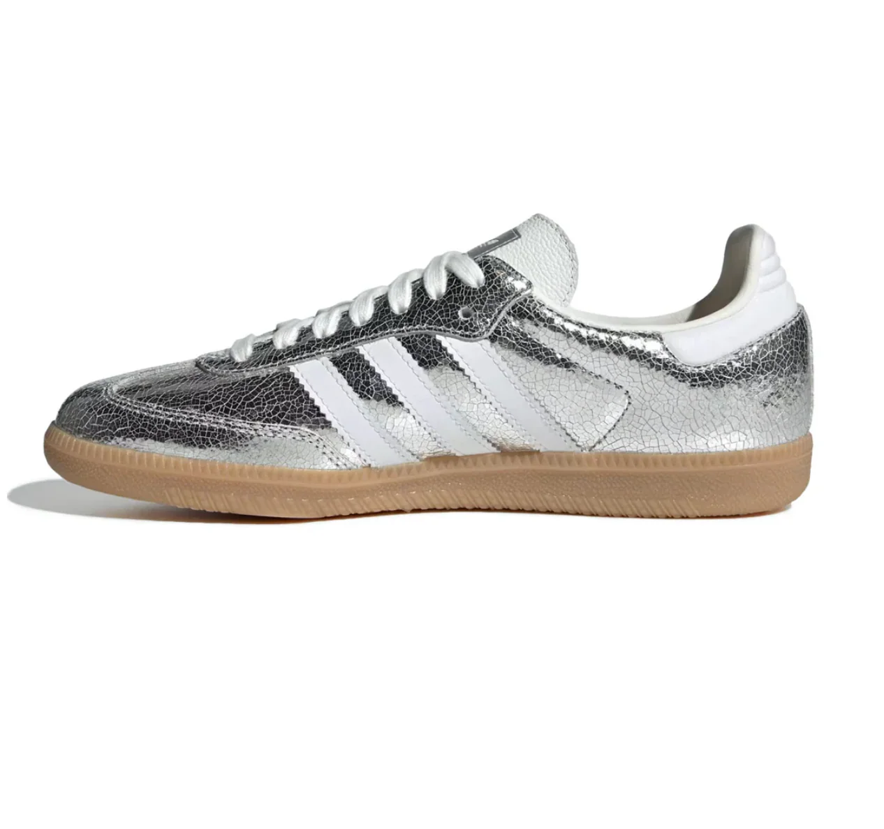 adidas Samba OG Silver Metallic Cracked Leather (Women's) - Image 3