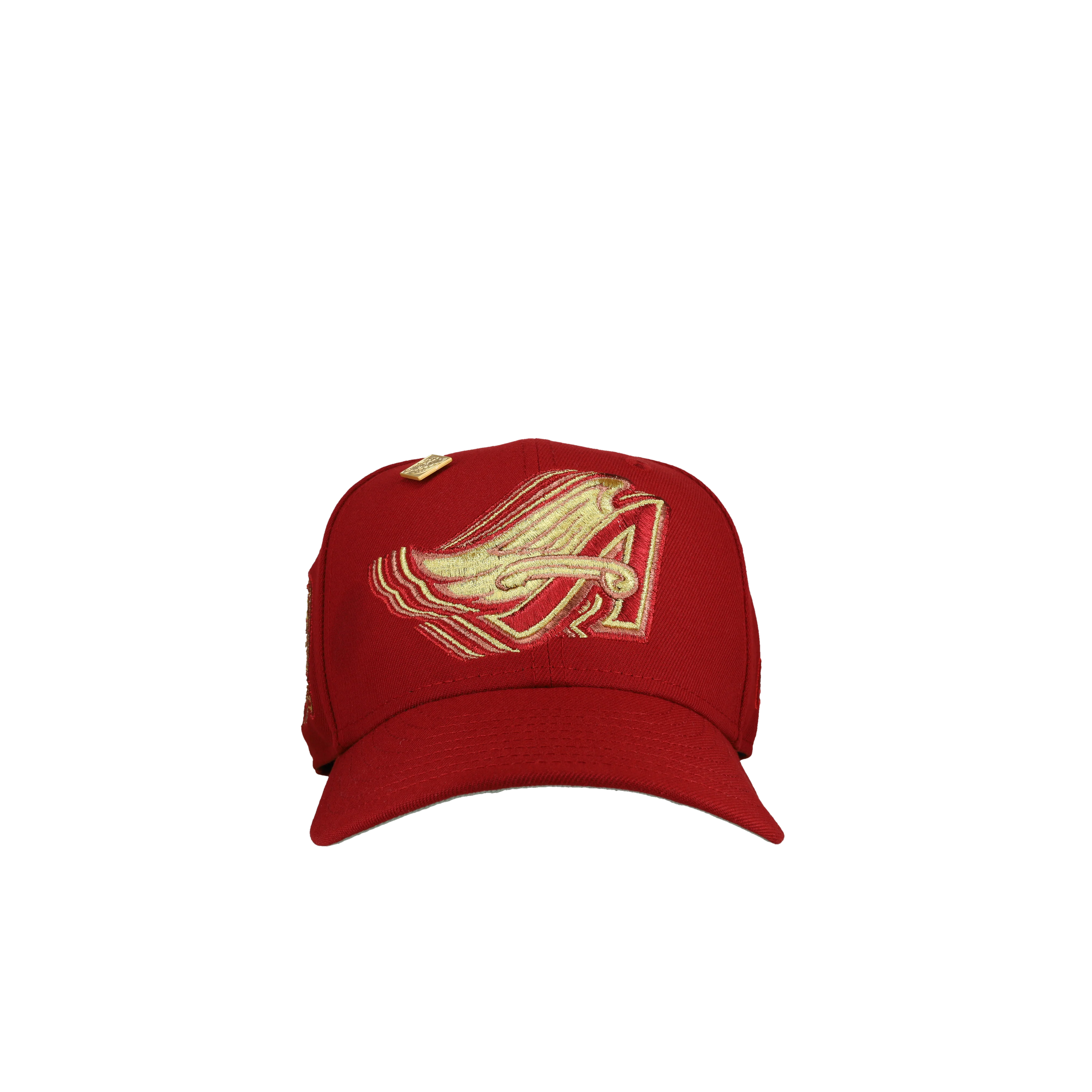 Anaheim Angels 50th Anniversary Red Gold Metallic 59Fifty Fitted Hat - Image 4