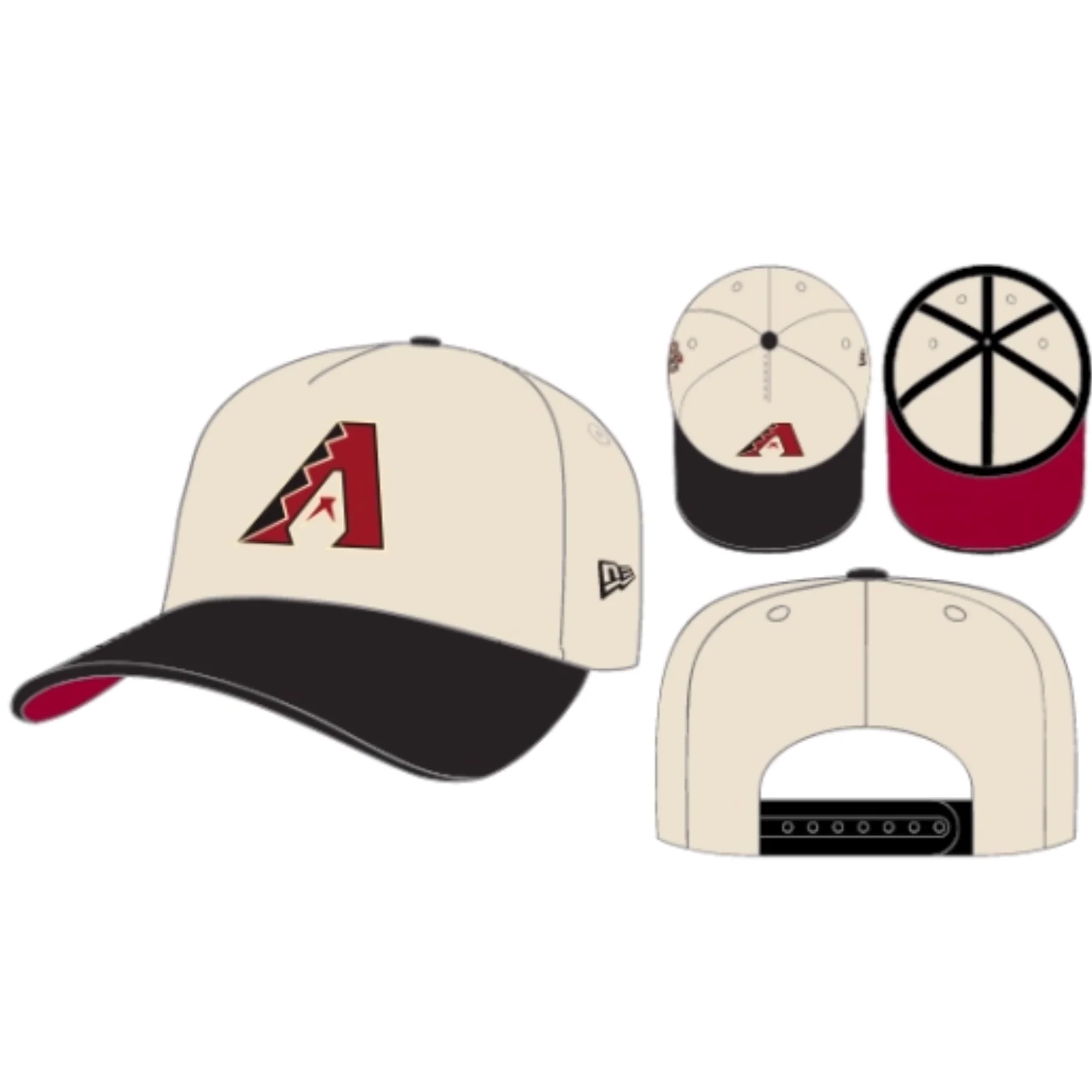 Arizona Diamondbacks 10th Anniversary Off White/Black 9Fifty A Frame Snapback Hat - Image 7