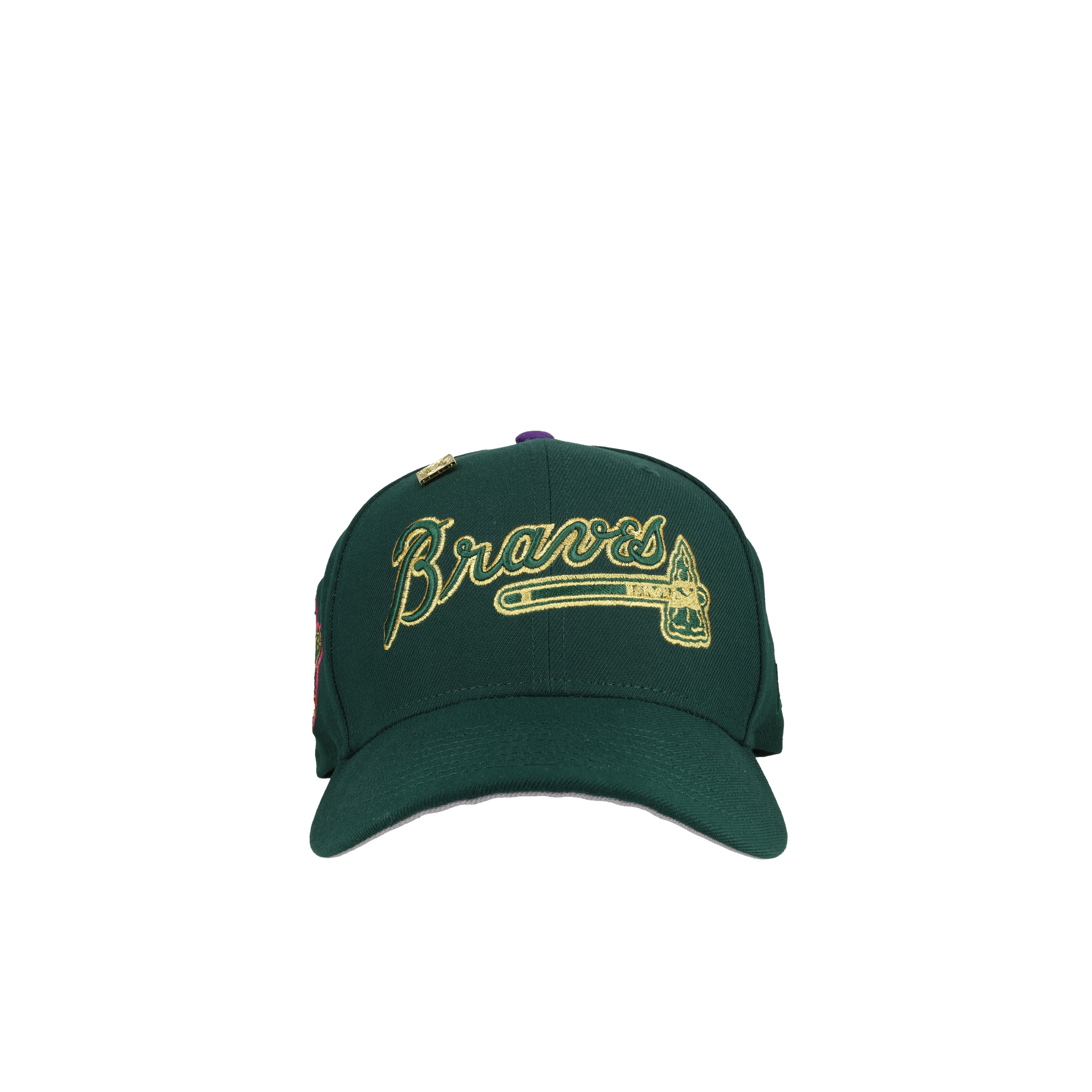 Atlanta Braves 1996 Word Series Dark Green "Torch" Remastered Metallic 59Fifty Fitted Hat - Image 3