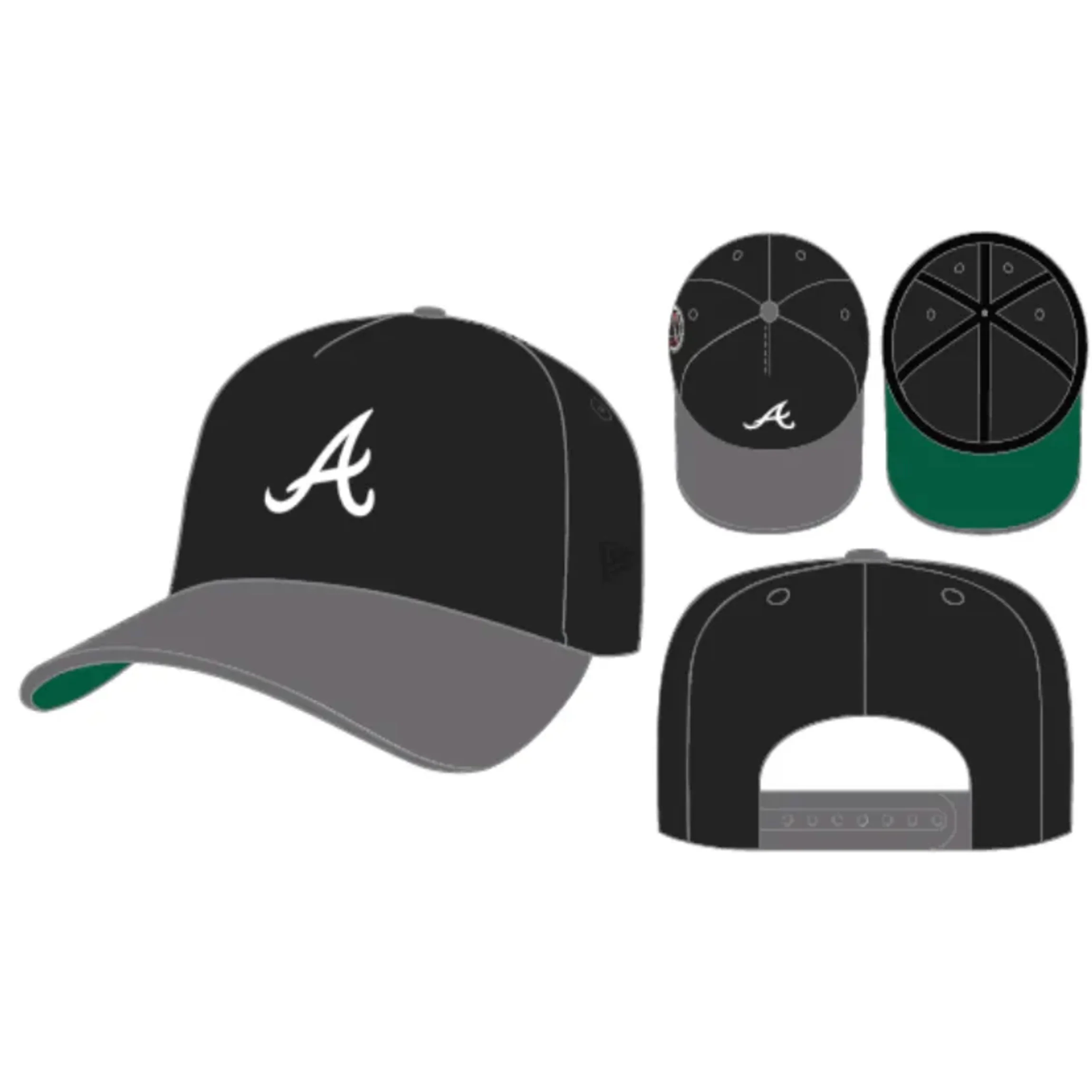 Atlanta Braves 2017 New Era 9Fifty A Frame Snapback Hat (Black/Graphite) - Image 7