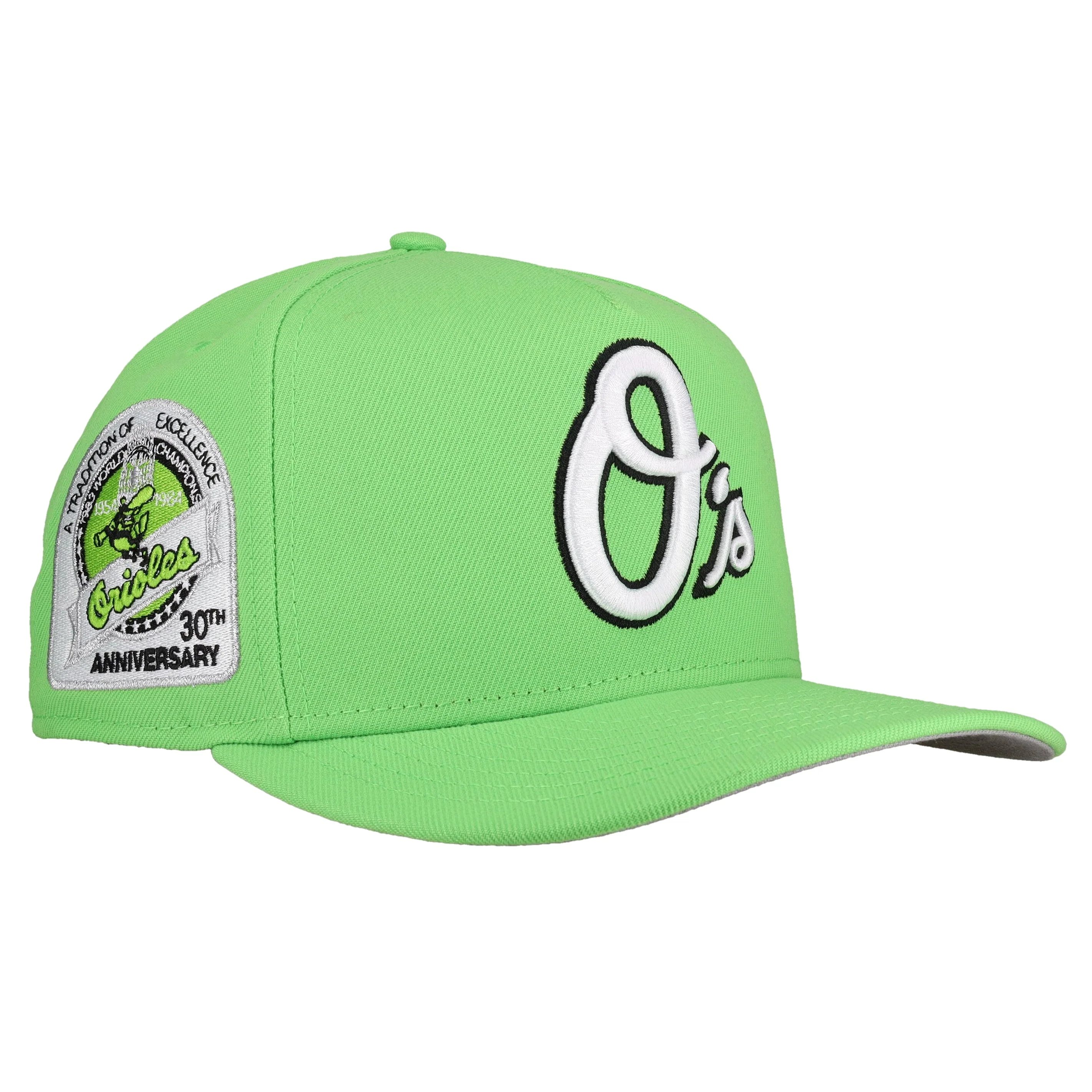 Baltimore Orioles 30th Anniversary Lime Green 9Fifty A Frame Snapback Hat