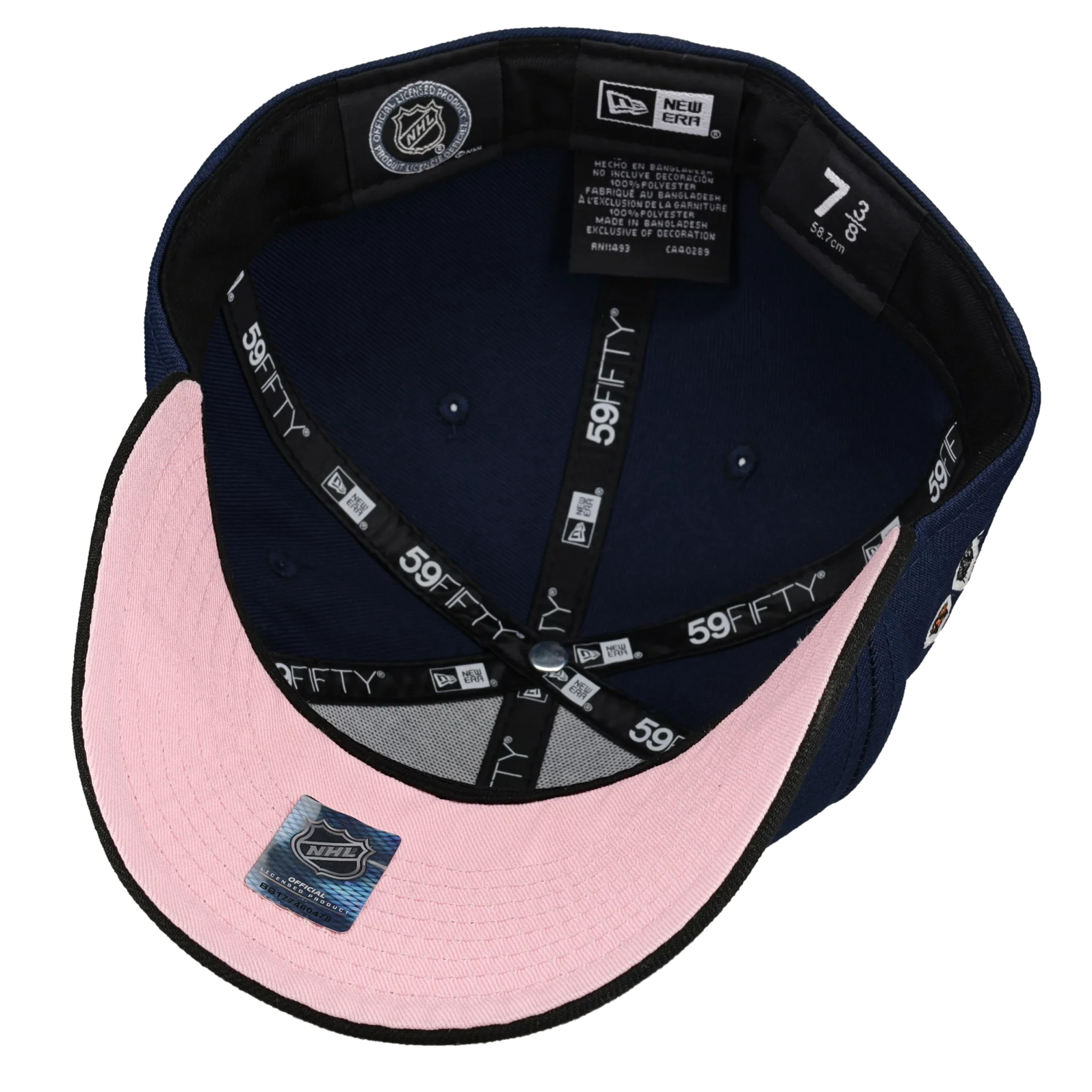 Chicago Black Hawks Navy/Black/Pink Brim 59Fifty Fitted Hat - Image 3