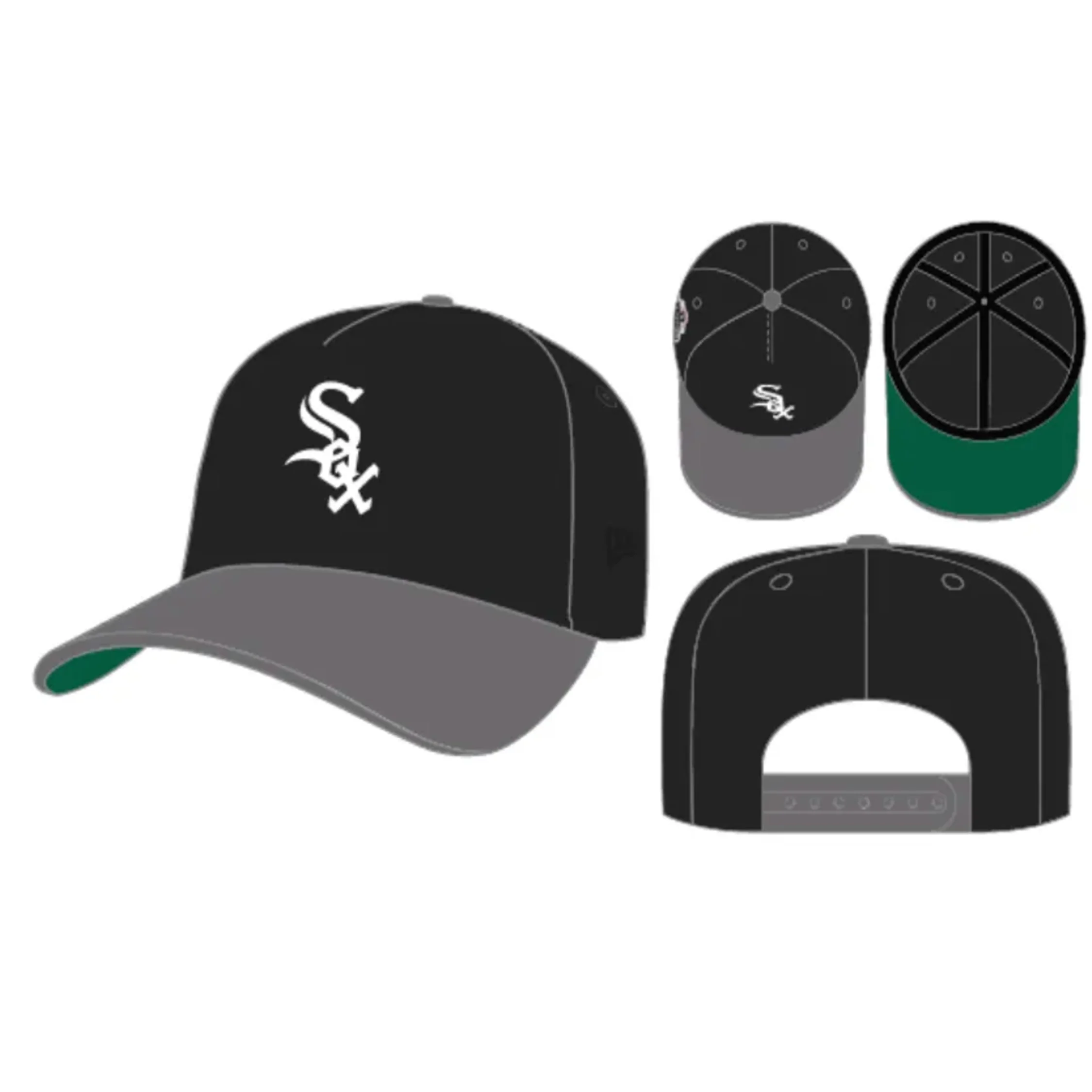 Chicago White Sox 2003 New Era 9Fifty A Frame Snapback Hat (Black/Graphite) - Image 7