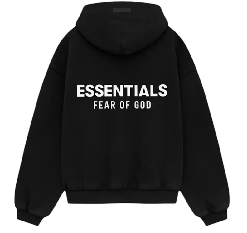 Fear of God Essentials Kids Fleece Hoodie "Black/White" FW24 - Image 2
