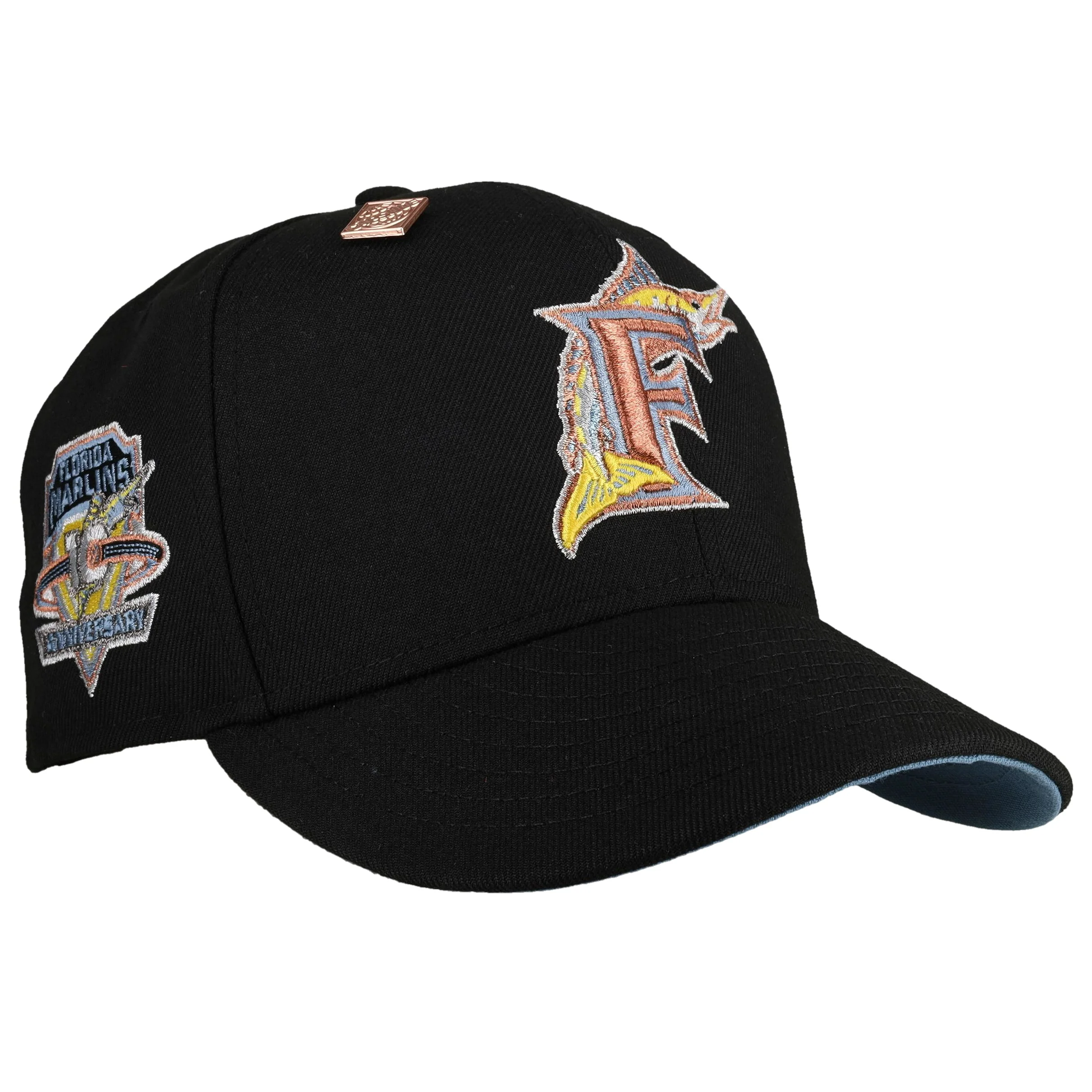 Florida Marlins 10th Anniversary Black/Indigo/Yellow Metallic 59Fifty Fitted Hat
