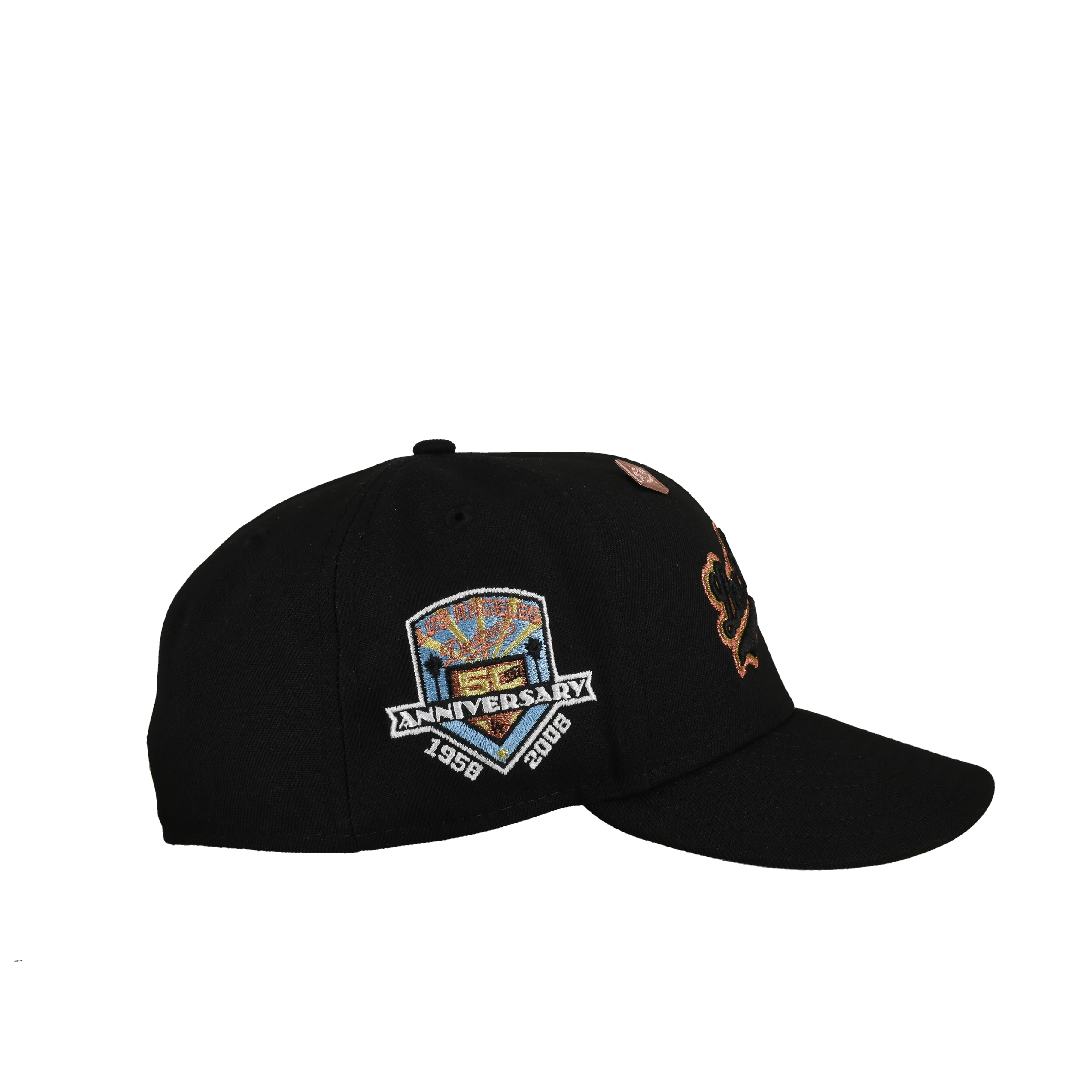 Los Angeles Dodgers 50th Anniversary Black Gold/Copper Trim 59Fifty Fitted Hat - Image 2