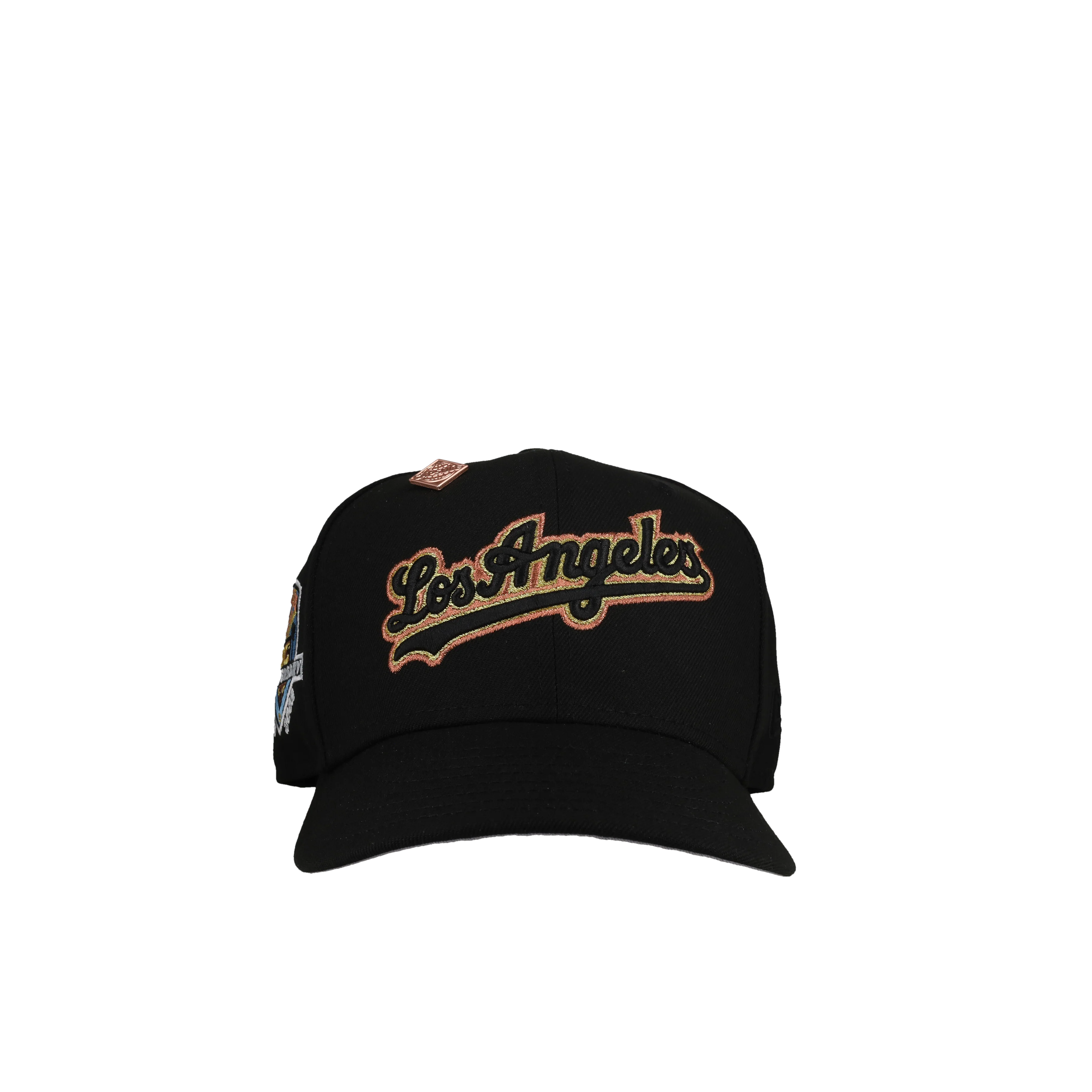 Los Angeles Dodgers 50th Anniversary Black Gold/Copper Trim 59Fifty Fitted Hat - Image 4