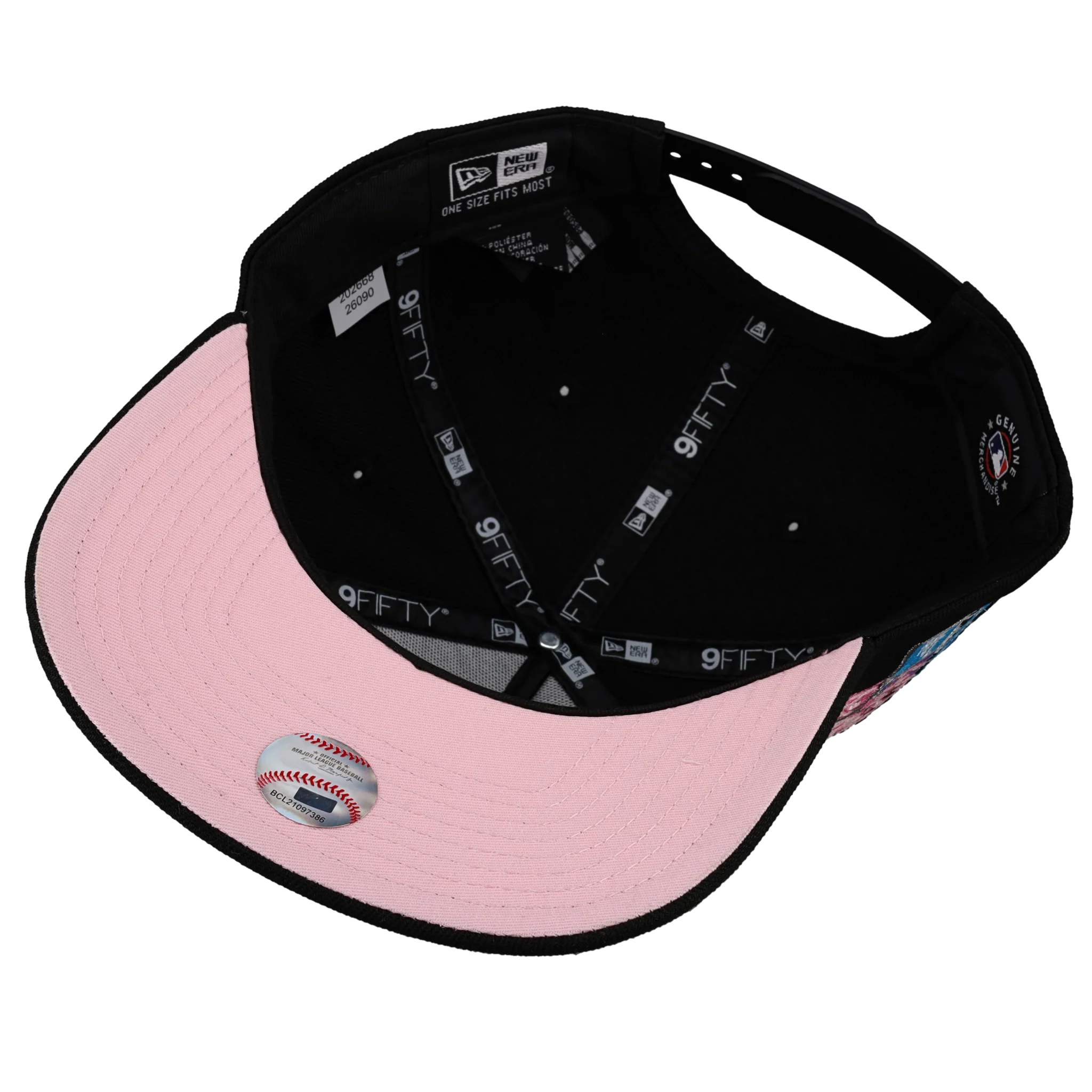 Los Angeles Dodgers Tokyo Series Black/Pink Brim 9Fifty A Frame Snapback Hat - Image 3