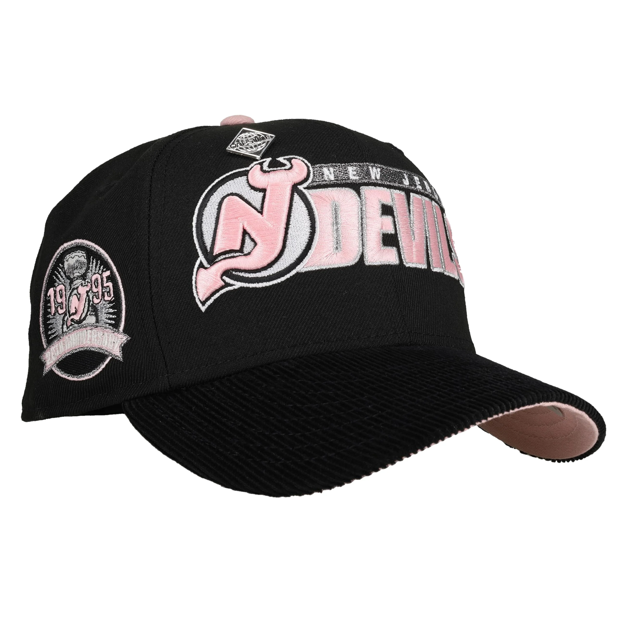 New Jersey Devils 20th Anniversary Black/Pink Corduroy Script 59Fifty Fitted Hat