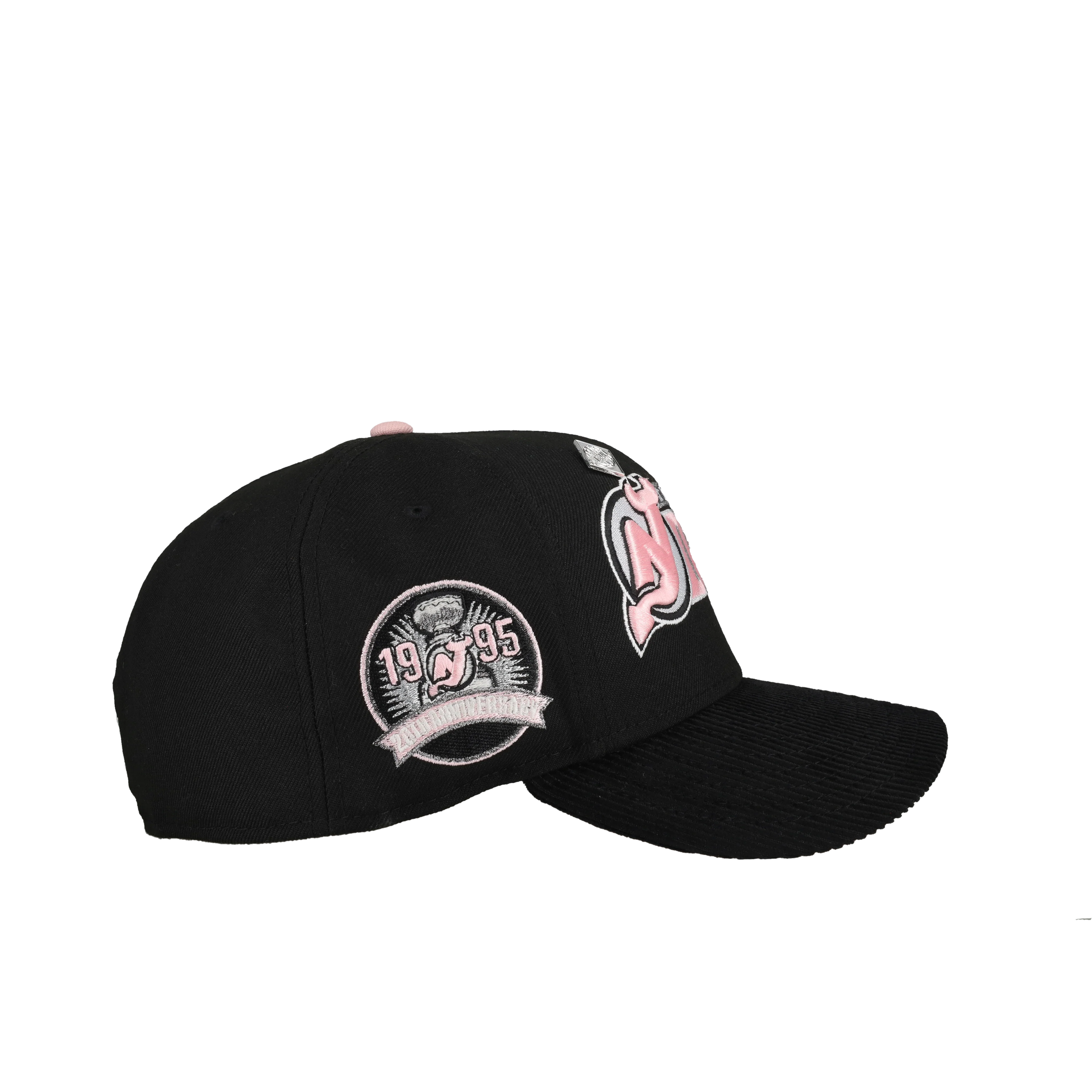 New Jersey Devils 20th Anniversary Black/Pink Corduroy Script 59Fifty Fitted Hat - Image 2