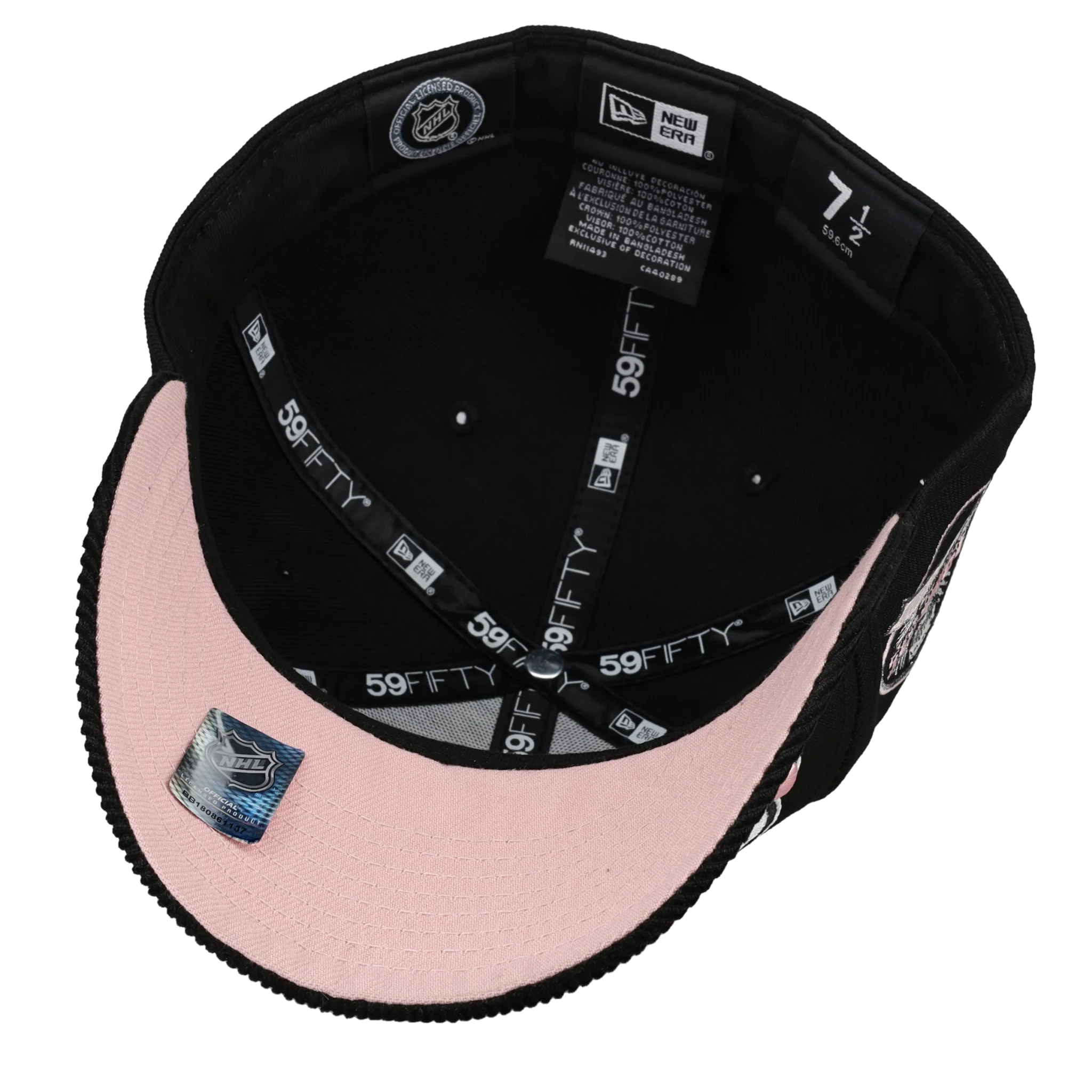 New Jersey Devils 20th Anniversary Black/Pink Corduroy Script 59Fifty Fitted Hat - Image 3