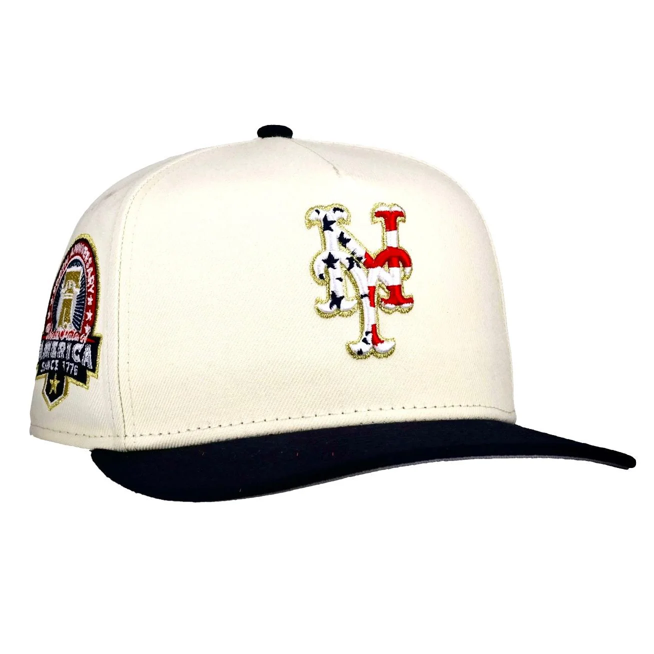 New York Mets Chrome USA Off White/Navy 9Fifty A Frame Snapback Hat