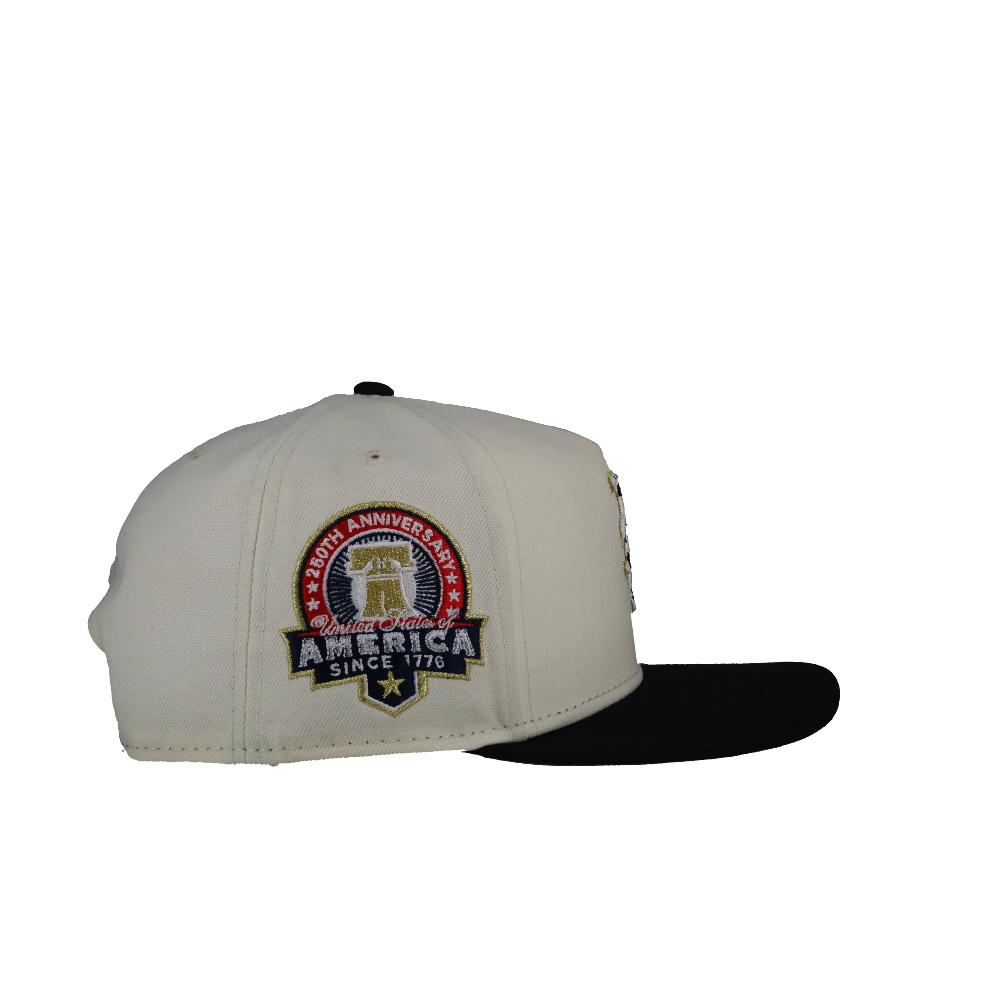 New York Mets Chrome USA Off White/Navy 9Fifty A Frame Snapback Hat - Image 2