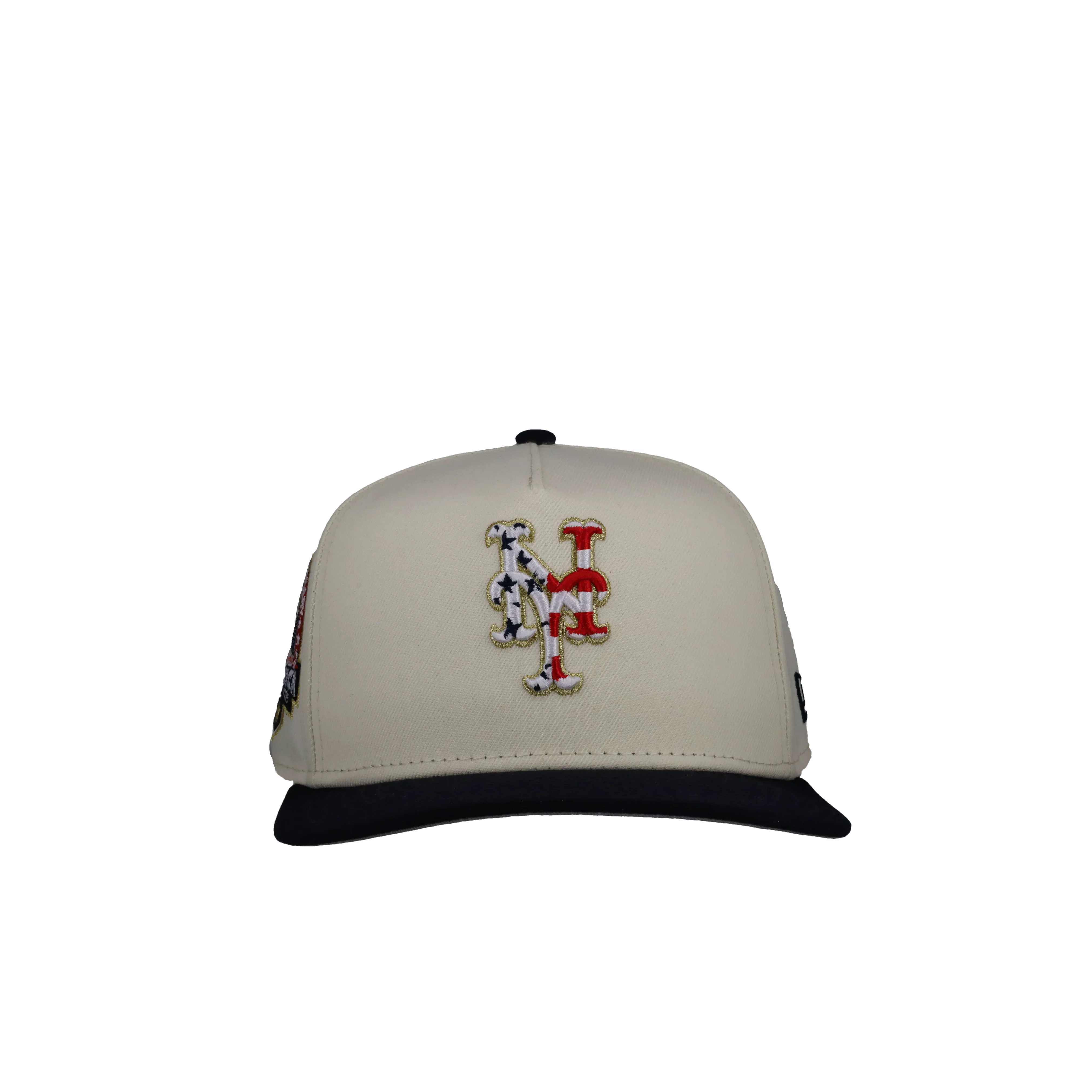 New York Mets Chrome USA Off White/Navy 9Fifty A Frame Snapback Hat - Image 4