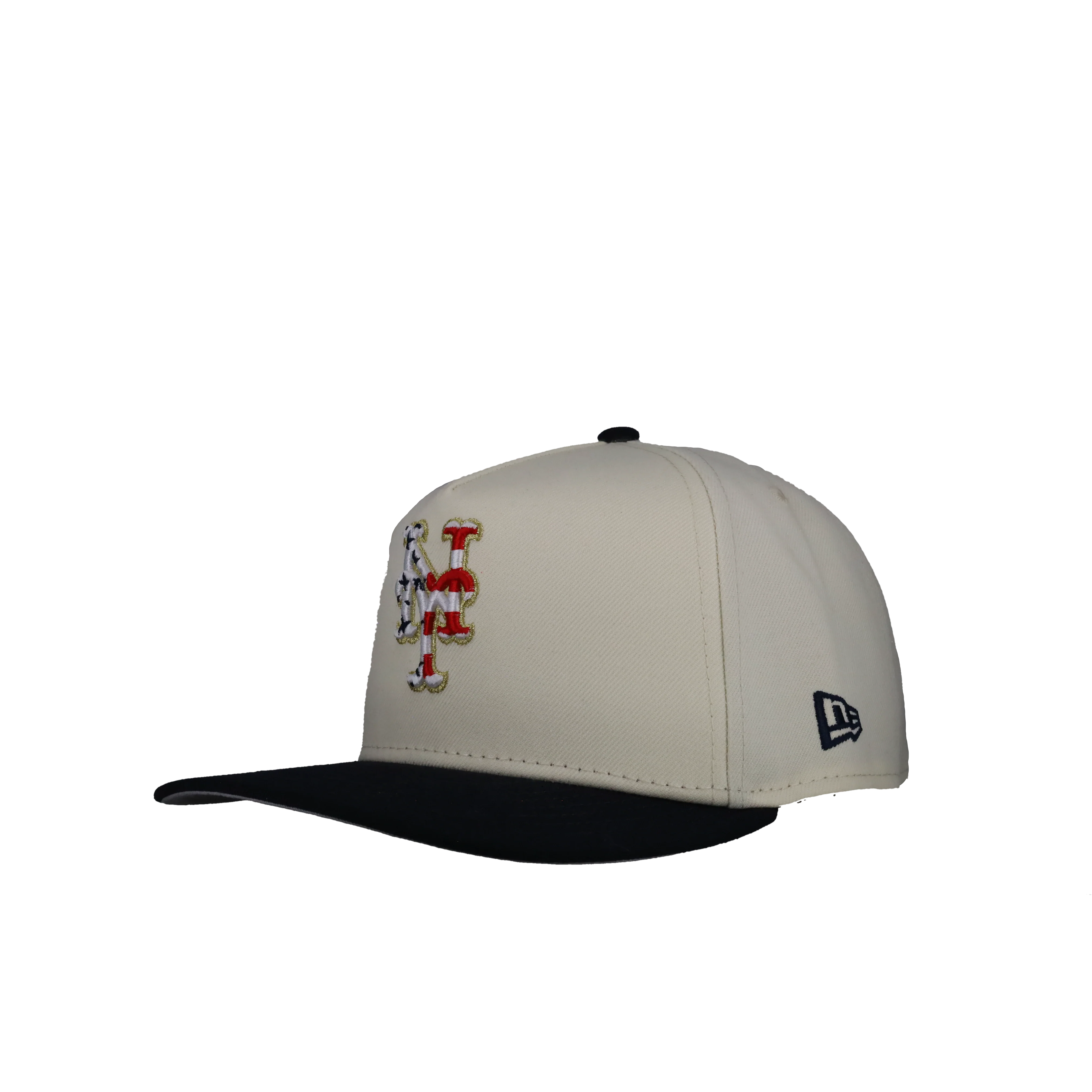 New York Mets Chrome USA Off White/Navy 9Fifty A Frame Snapback Hat - Image 5