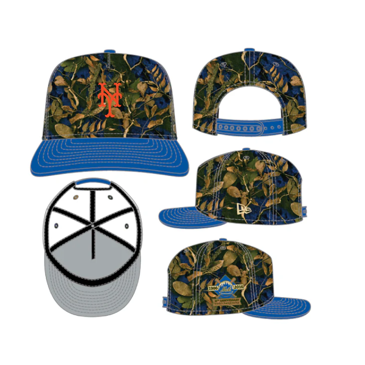 New York Mets Leaves Blue 30th Anniversary 9Fifty A Frame Snapback Hat - Image 7