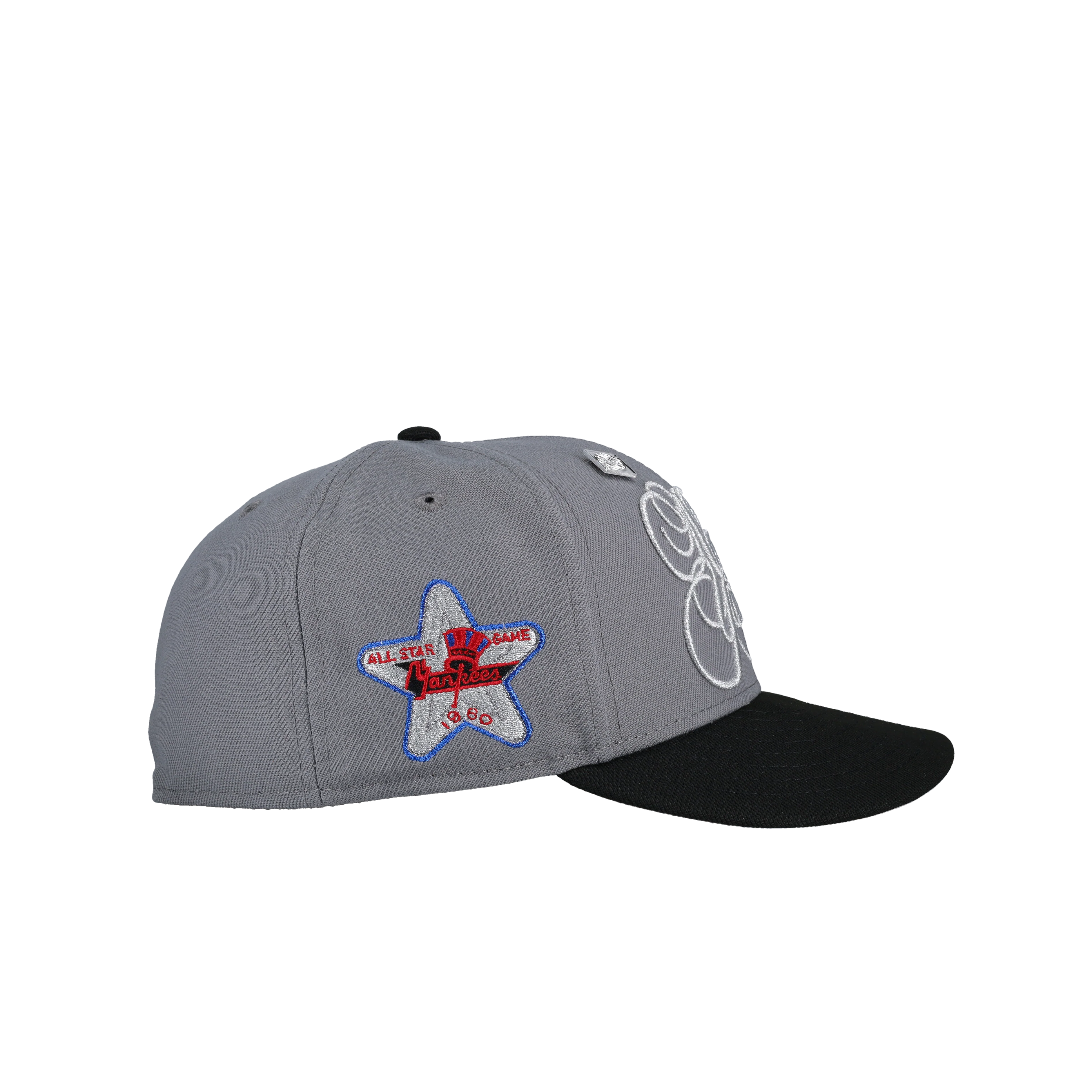 New York Yankees 1980 ASG Grey Cursive Script Metallic 59Fifty Fitted Hat - Image 2