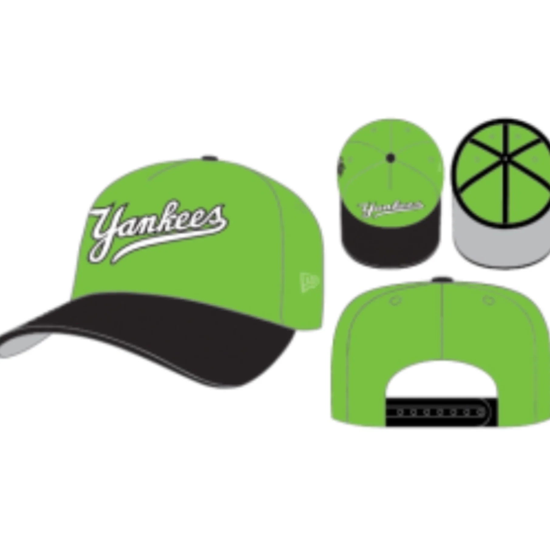 New York Yankees 1998 World Series Script Lime Green 9Fifty A Frame Snapback Hat - Image 7