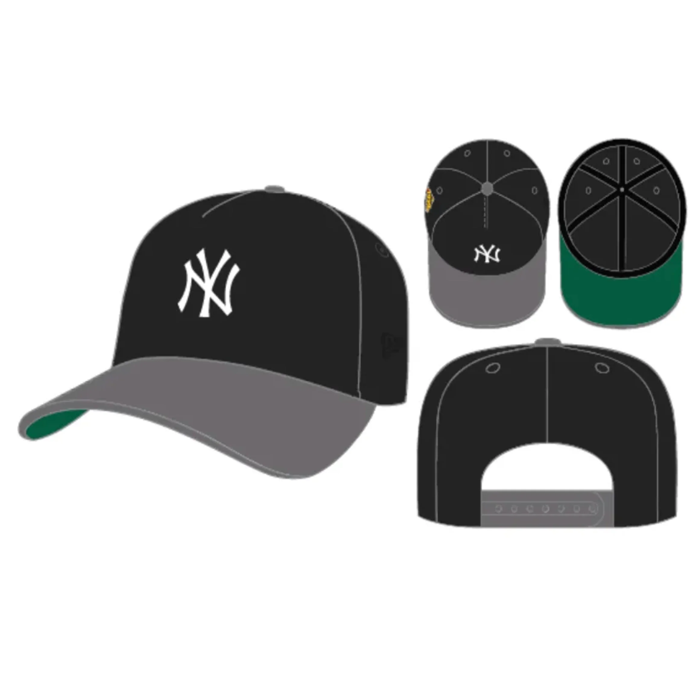 New York Yankees 1999 WS New Era 9Fifty A Frame Snapback Hat (Black/Graphite) - Image 7