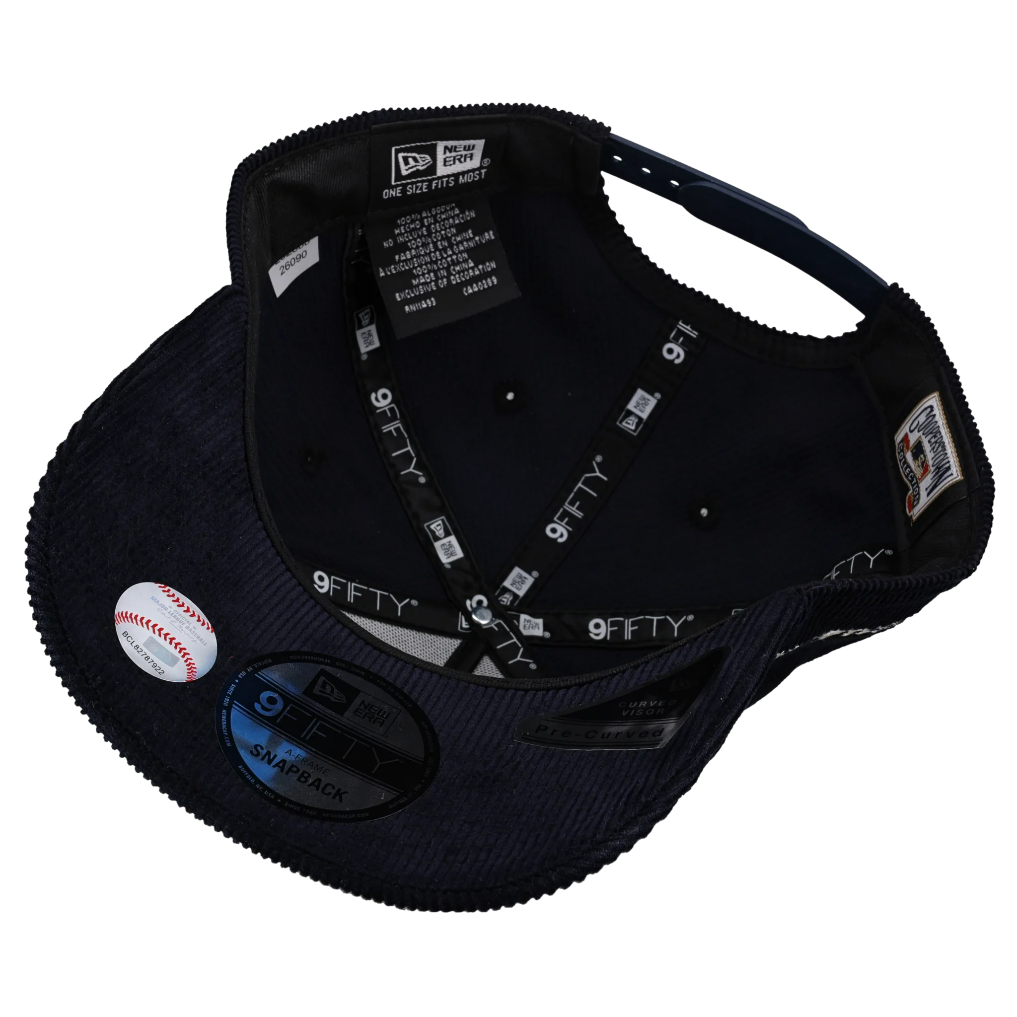 New York Yankees Navy Corduroy Script 9Fifty A Frame Snapback Hat - Image 3