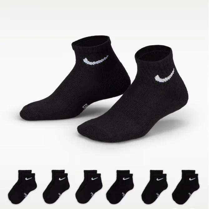Nike Everyday Plus Dri-Fit Black Ankle Socks (6-Pack)