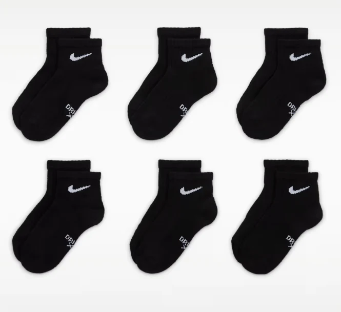 Nike Everyday Plus Dri-Fit Black Ankle Socks (6-Pack) - Image 2