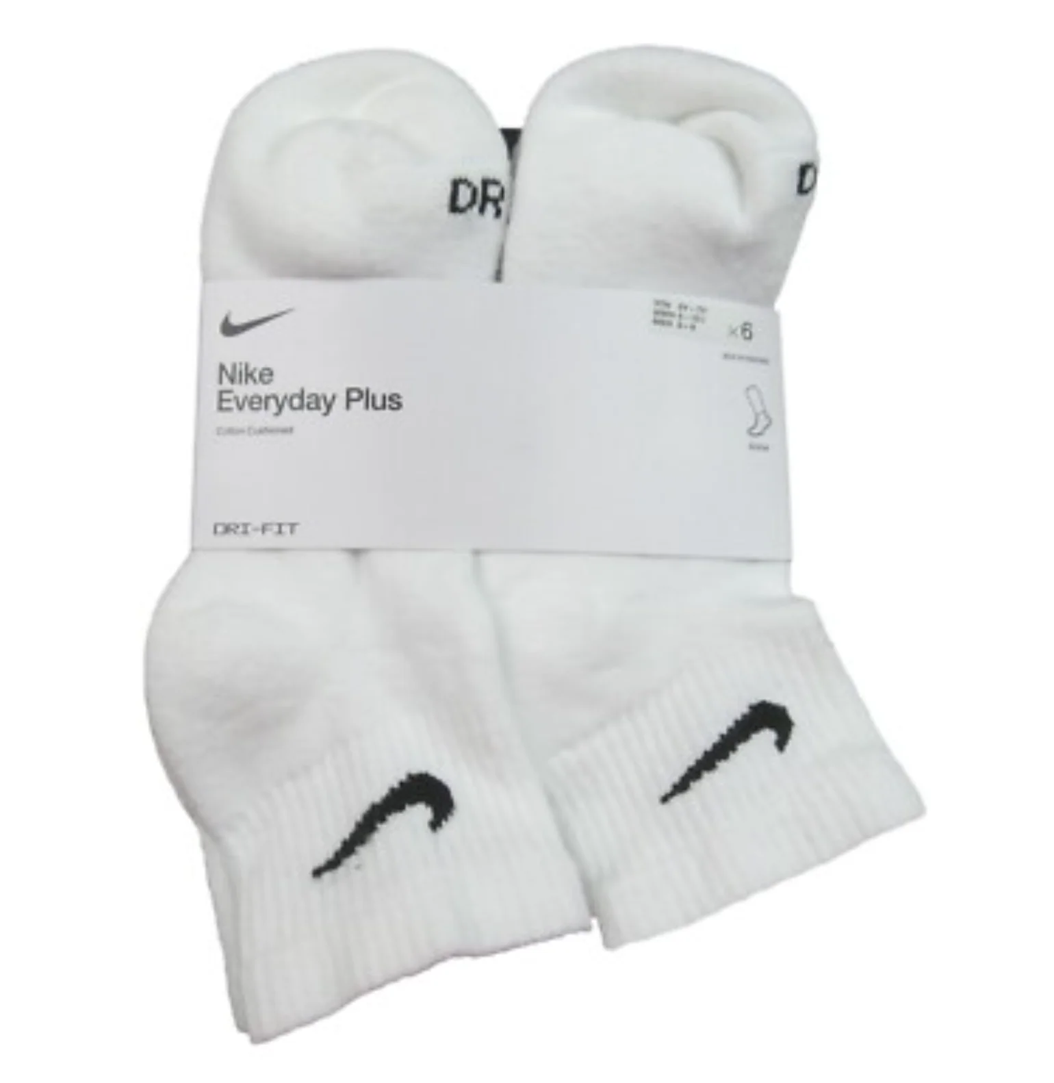 Nike Everyday Plus Dri-Fit White Ankle Socks (6-Pack) - Image 5