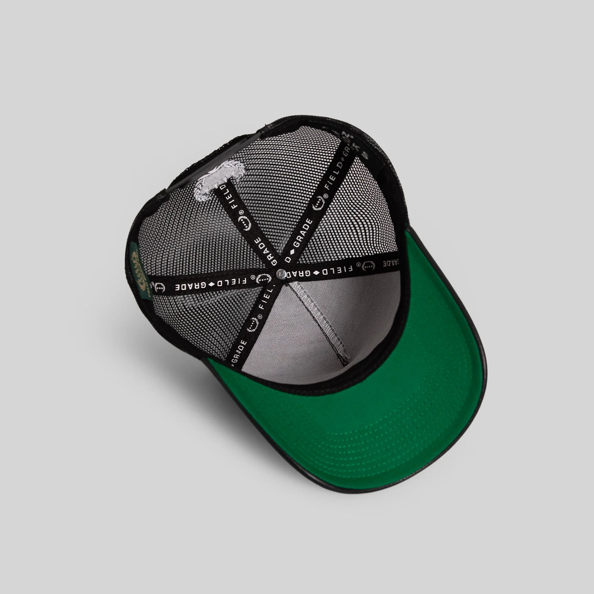 Field Grade NO F*CKS GIVEN BLACK CAVIAR LEATHER MESH TRUCKER - Image 6