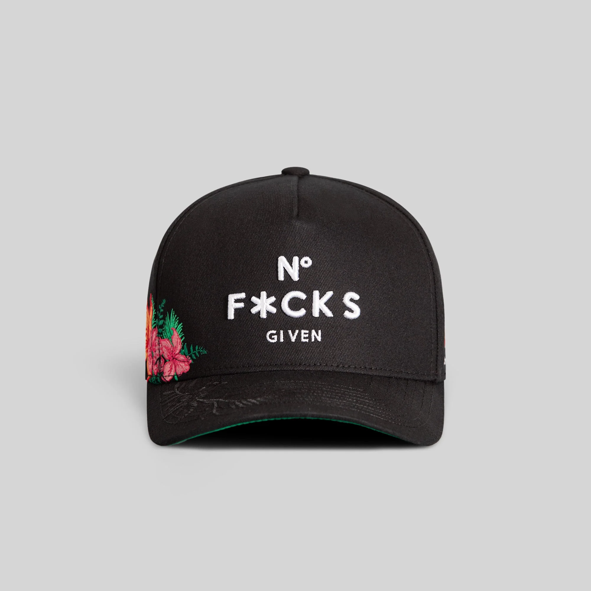 Field Grade  NO F*CKS GIVEN FLORAL BLACK TWILL TRUCKER - Image 2