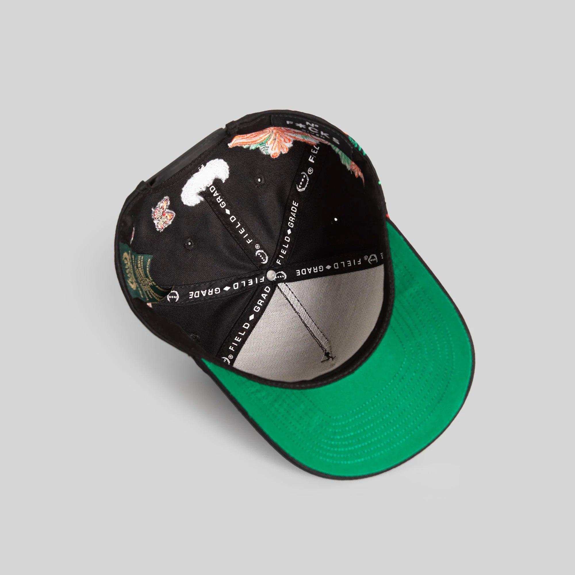 Field Grade  NO F*CKS GIVEN FLORAL BLACK TWILL TRUCKER - Image 7