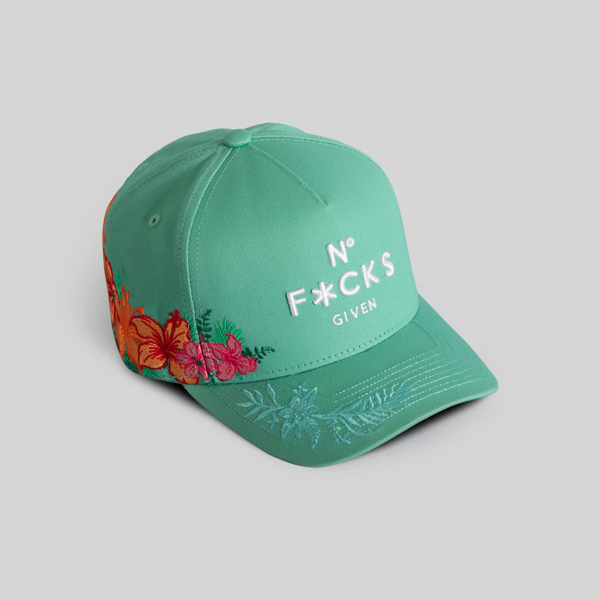 Field Grade NO F*CKS GIVEN MINT FLORAL TRUCKER