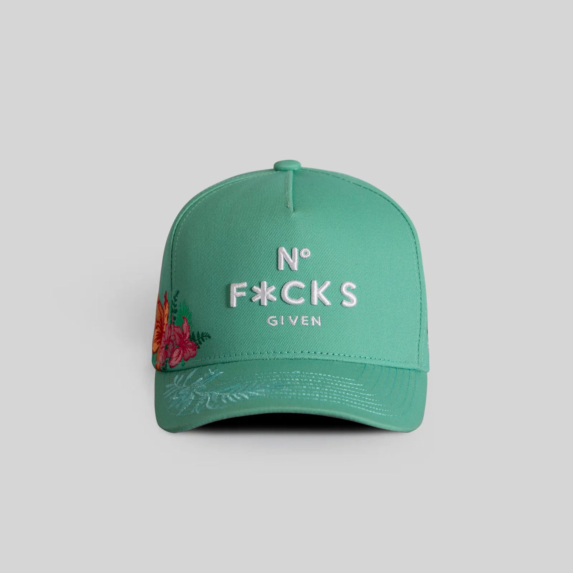 Field Grade NO F*CKS GIVEN MINT FLORAL TRUCKER - Image 2
