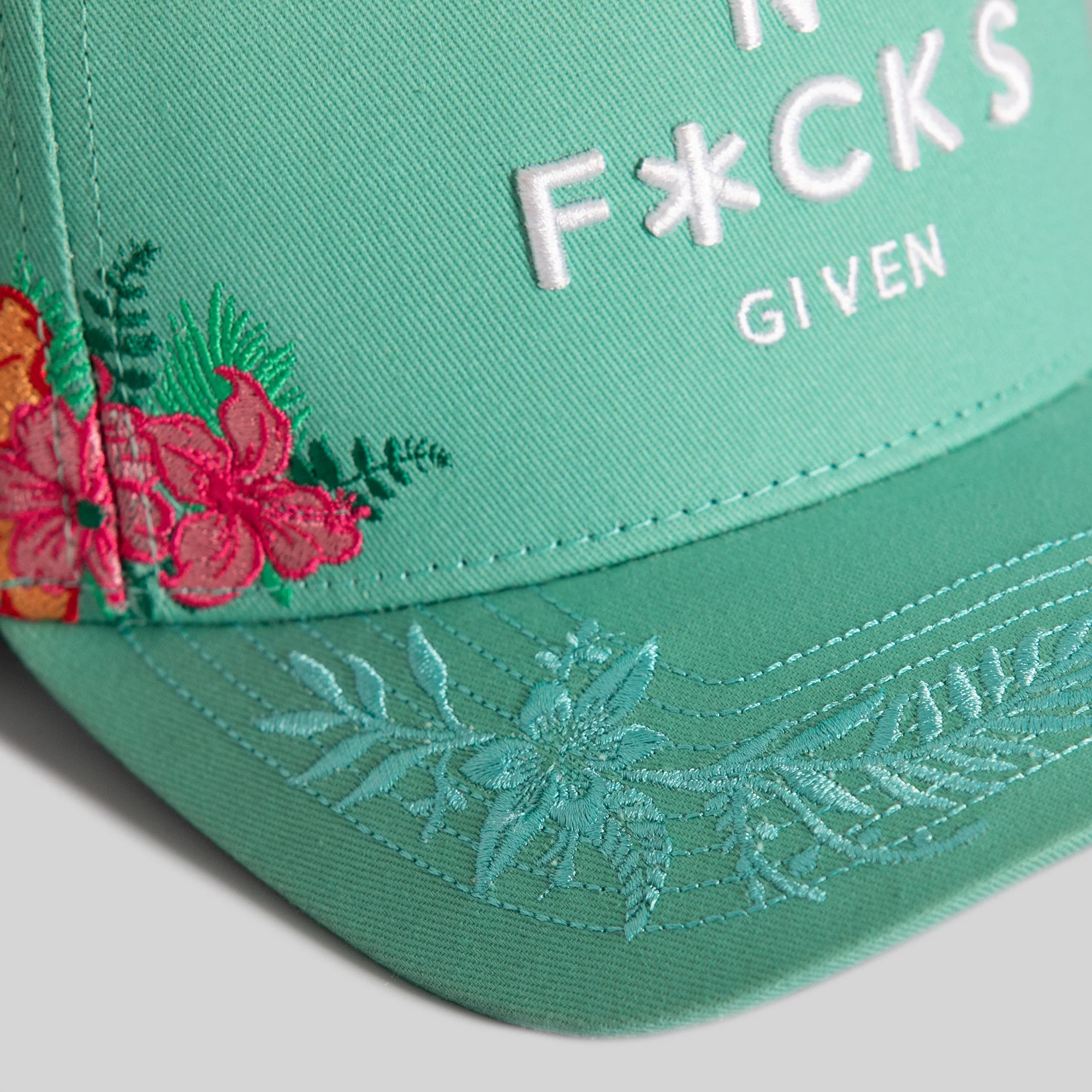 Field Grade NO F*CKS GIVEN MINT FLORAL TRUCKER - Image 5