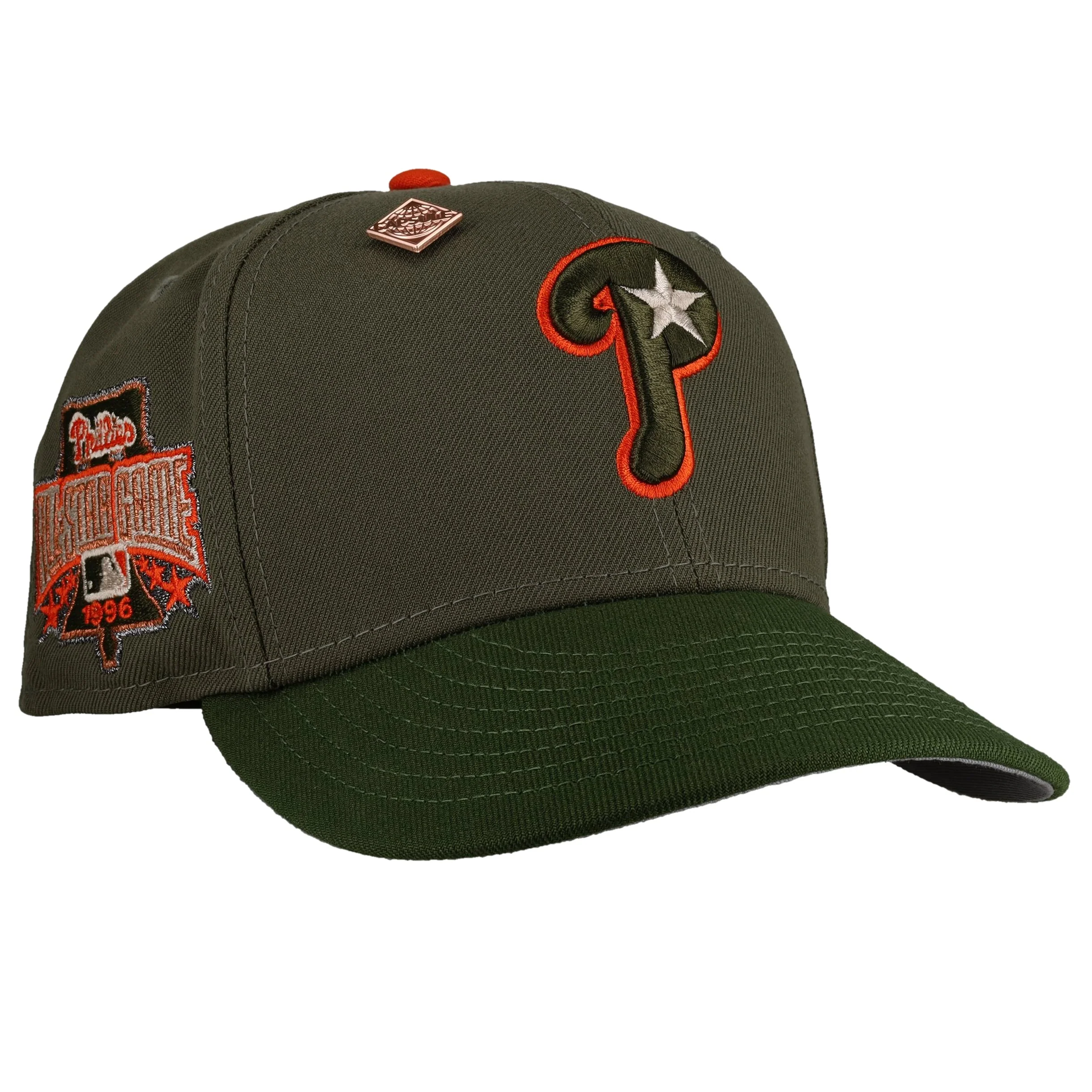 Philadelphia Phillies 1996 All Star Game Olive Orange Metallic 59Fifty Fitted Hat