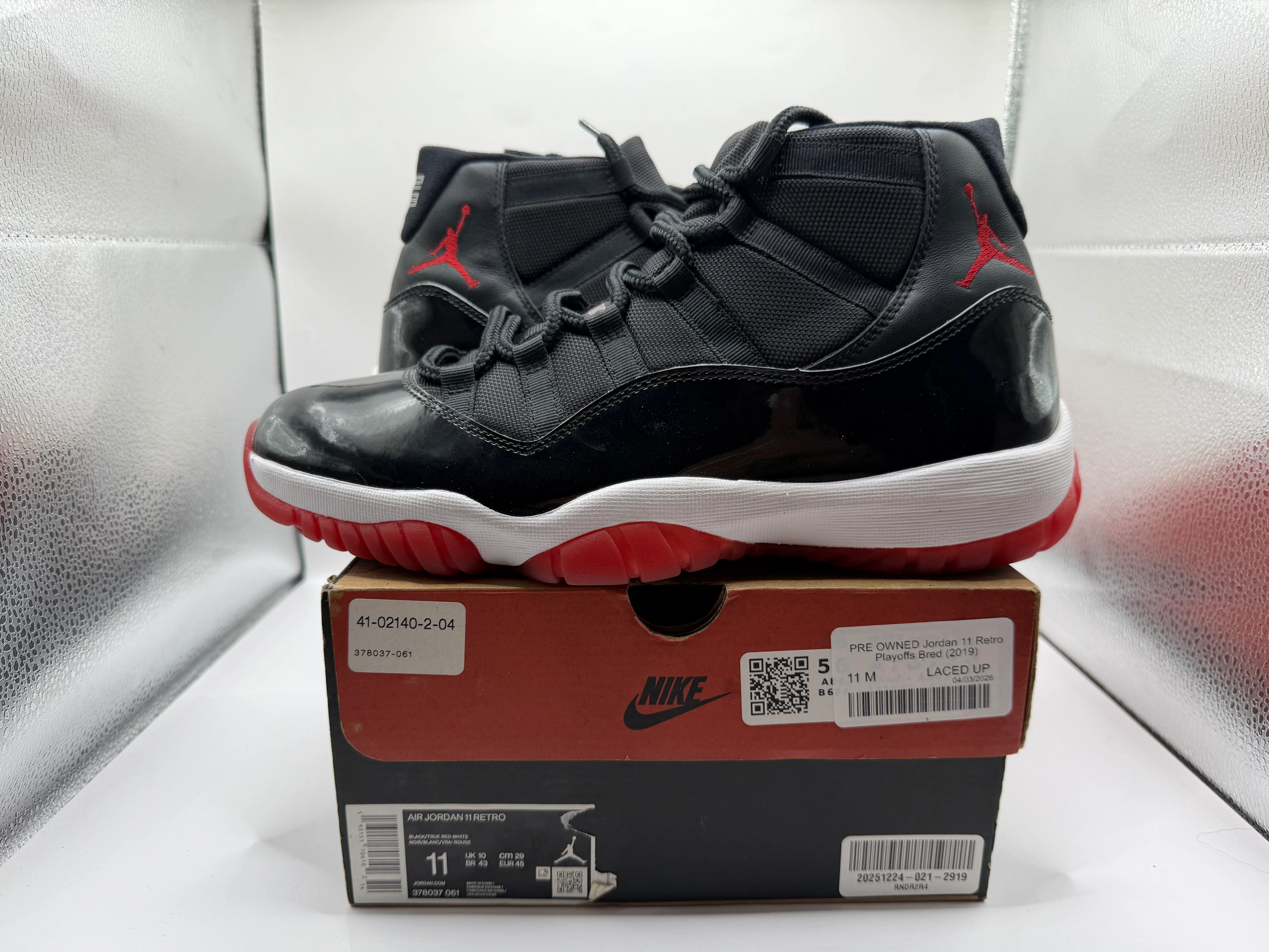 PRE OWNED Jordan 11 Retro Playoffs Bred (2019) - Image 2