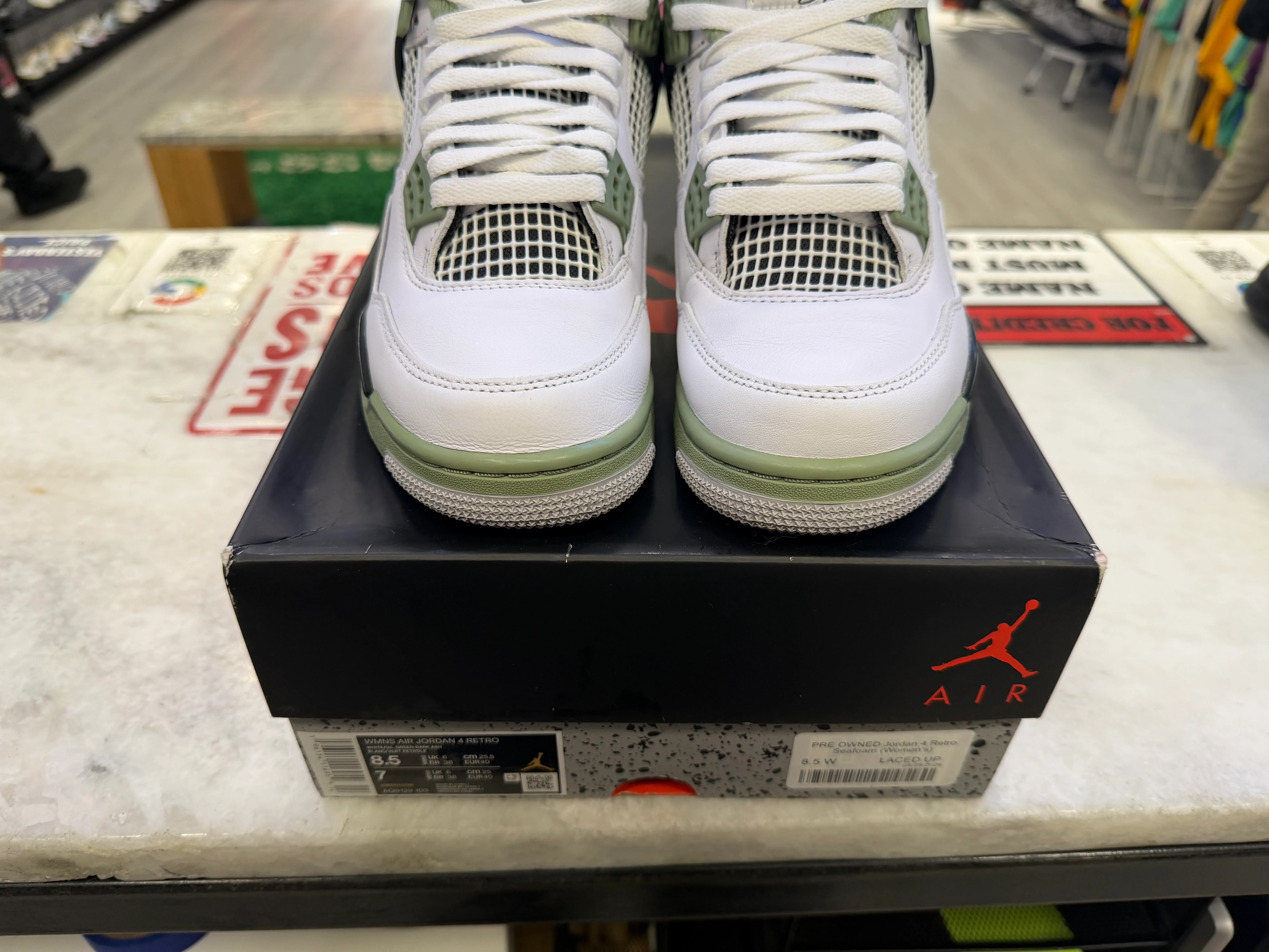 PRE OWNED Jordan 4 Retro Seafoam (Women's) - Image 3