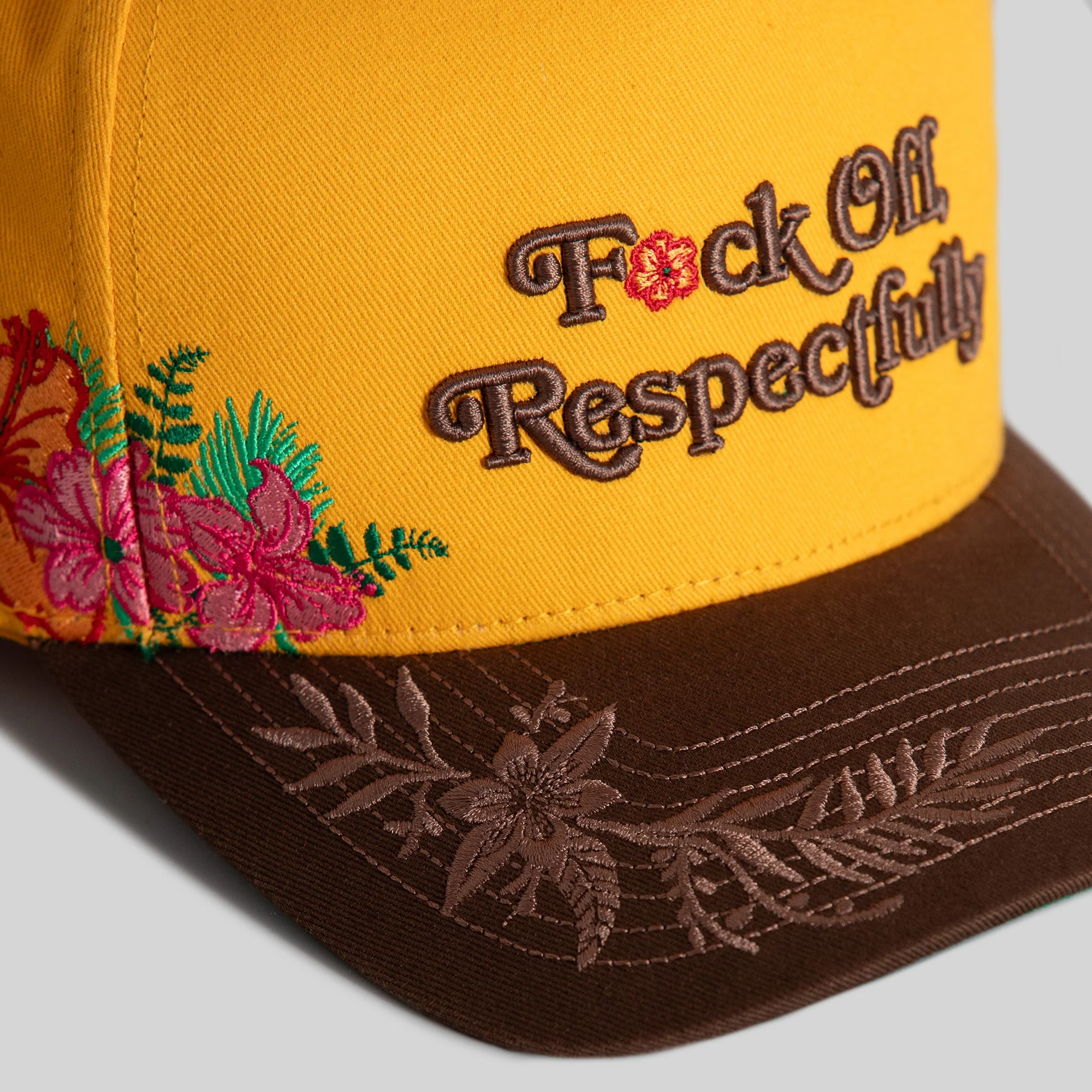 Field Grade RESPECTFULLY ATHLETIC GOLD MOCHA FLORAL TWILL TRUCKER - Image 5