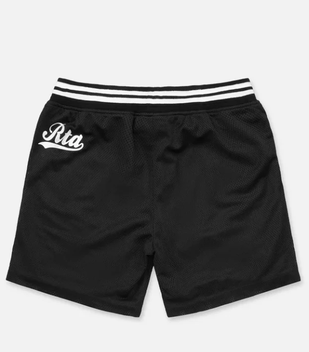 RTA Peyton Collegiate Shorts Mesh (Black W/ Silver Foil) - Image 2