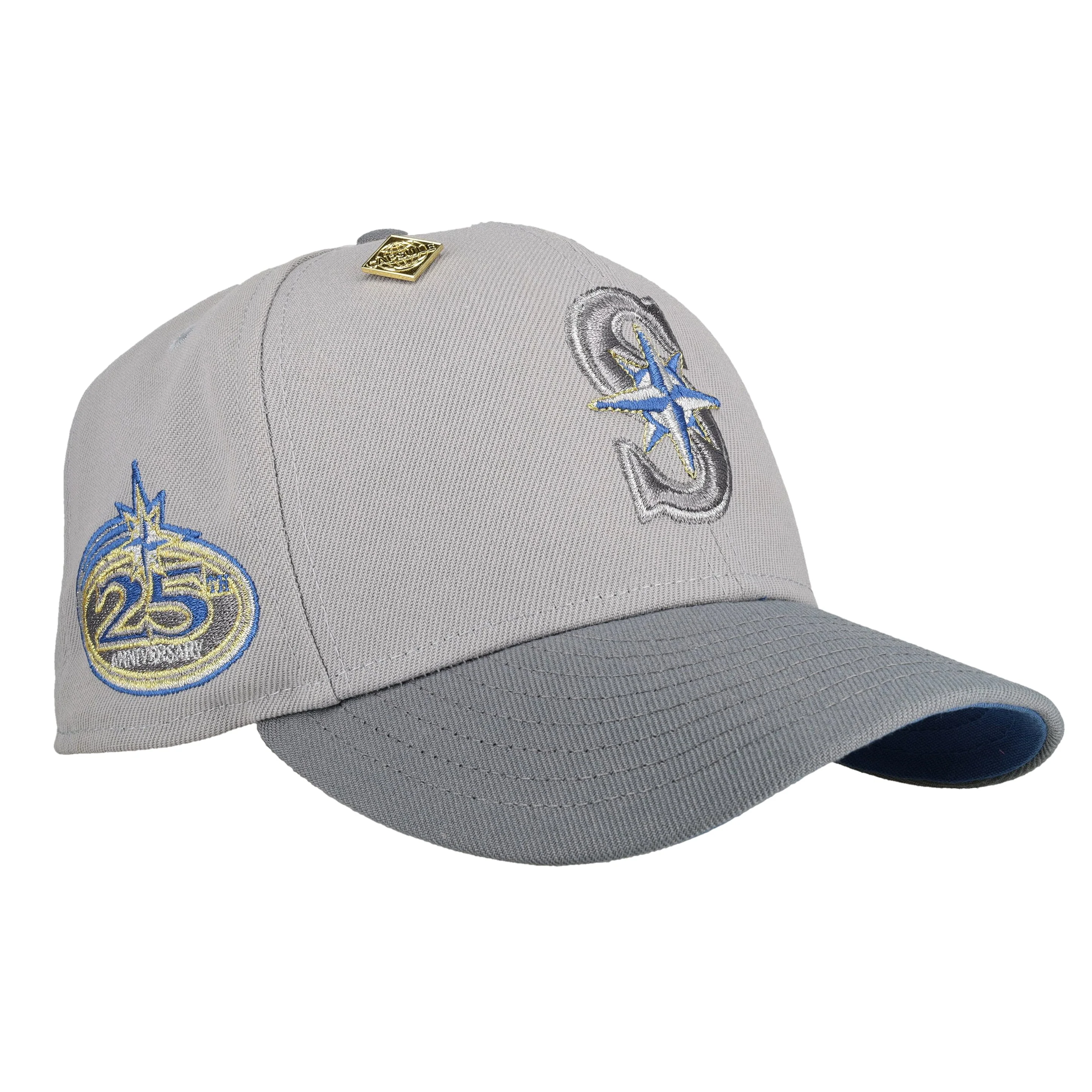 Seattle Mariners 25th Anniversary Grey Ice Blue Metallic 59Fifty Fitted Hat