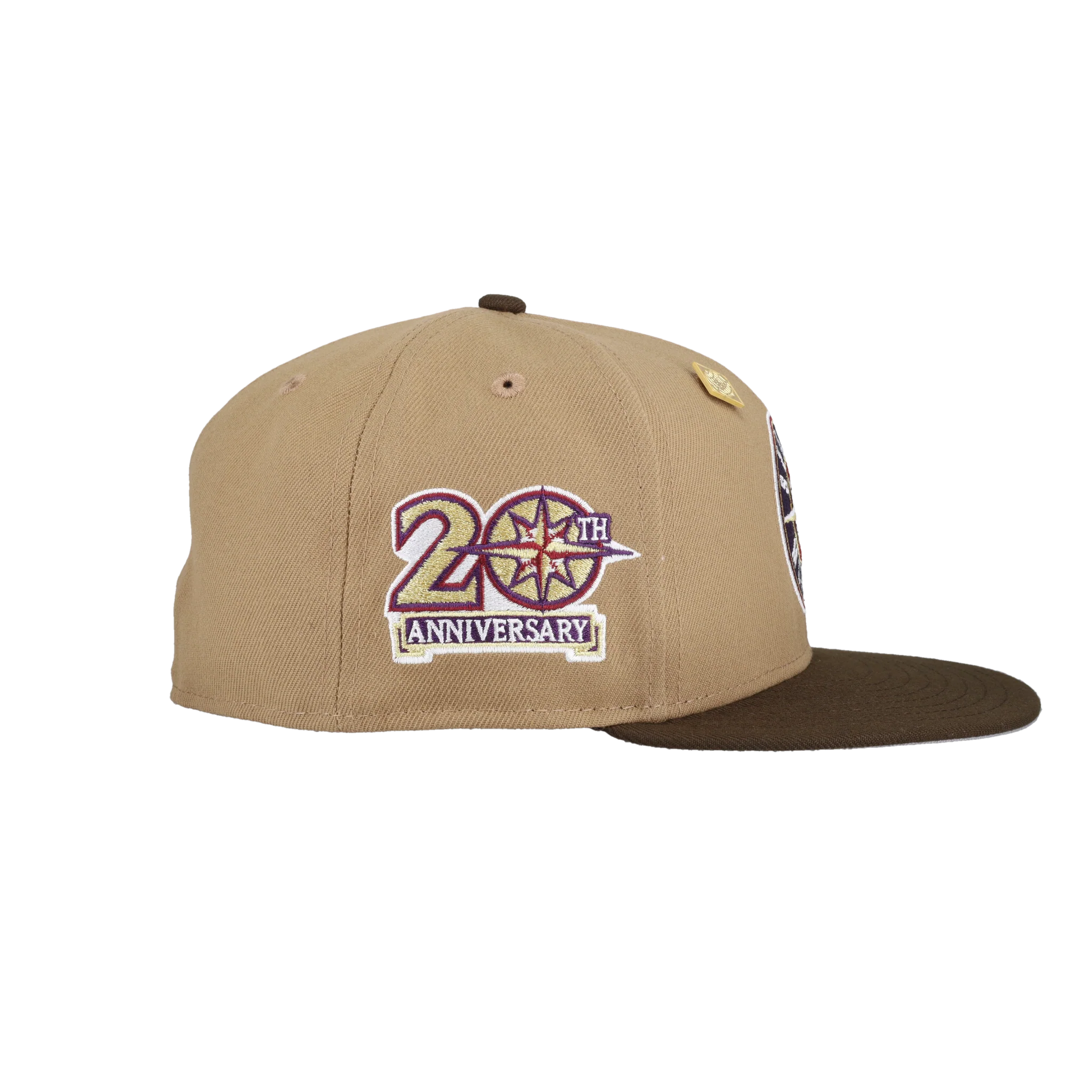 Capsule Hats - Seattle Mariners Tan Khaki Collection 20th Anniversary Patch Fitted Hat - Image 3