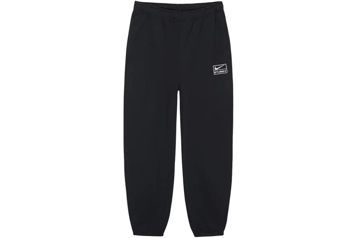 Stussy x Nike Stone Washed Fleece Zip Sweatsuit (FW25) Black FULL SET - Image 2